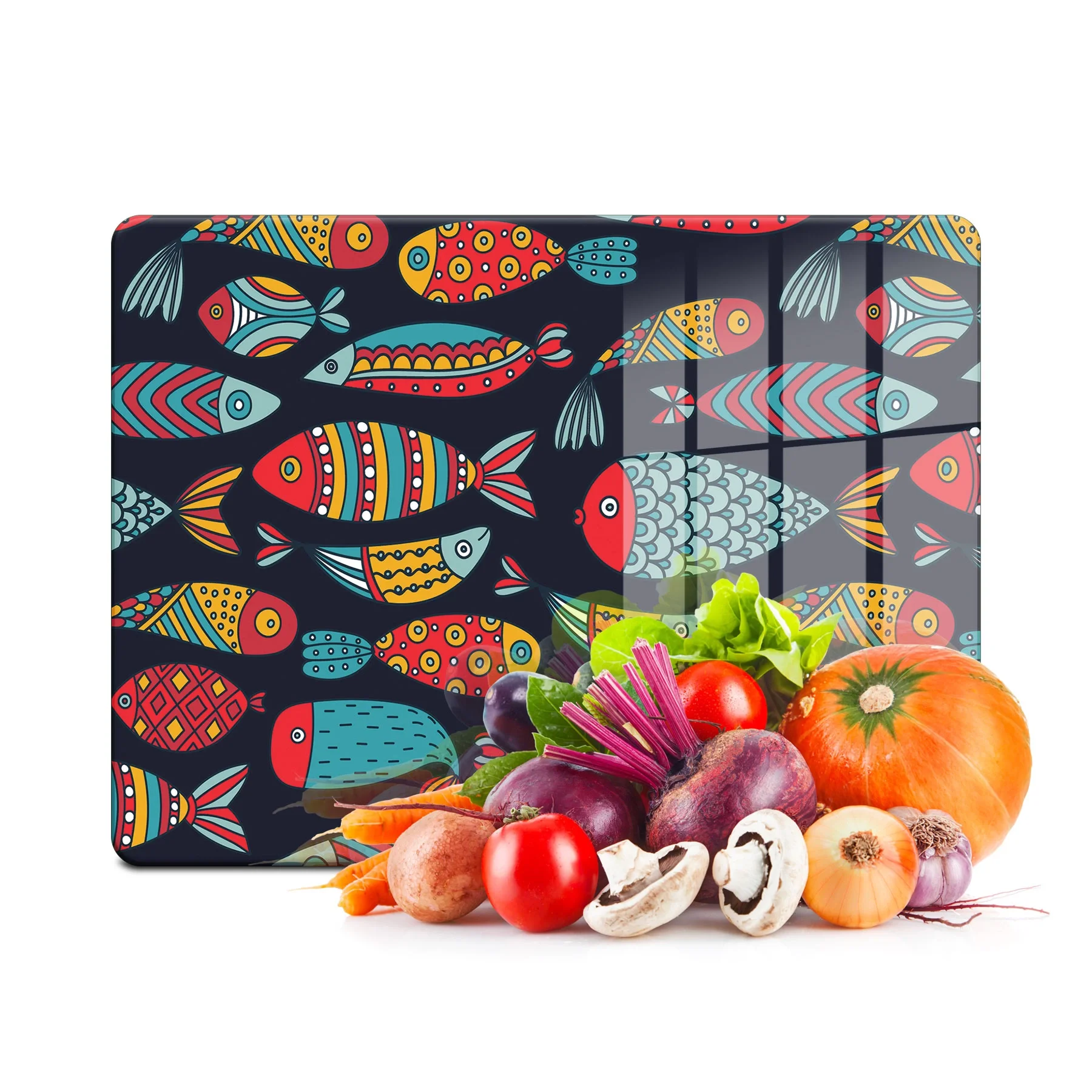 Decovetro Cam Kesme Tahtası ve Sunumluk Balık Desenli 20x30 Cm