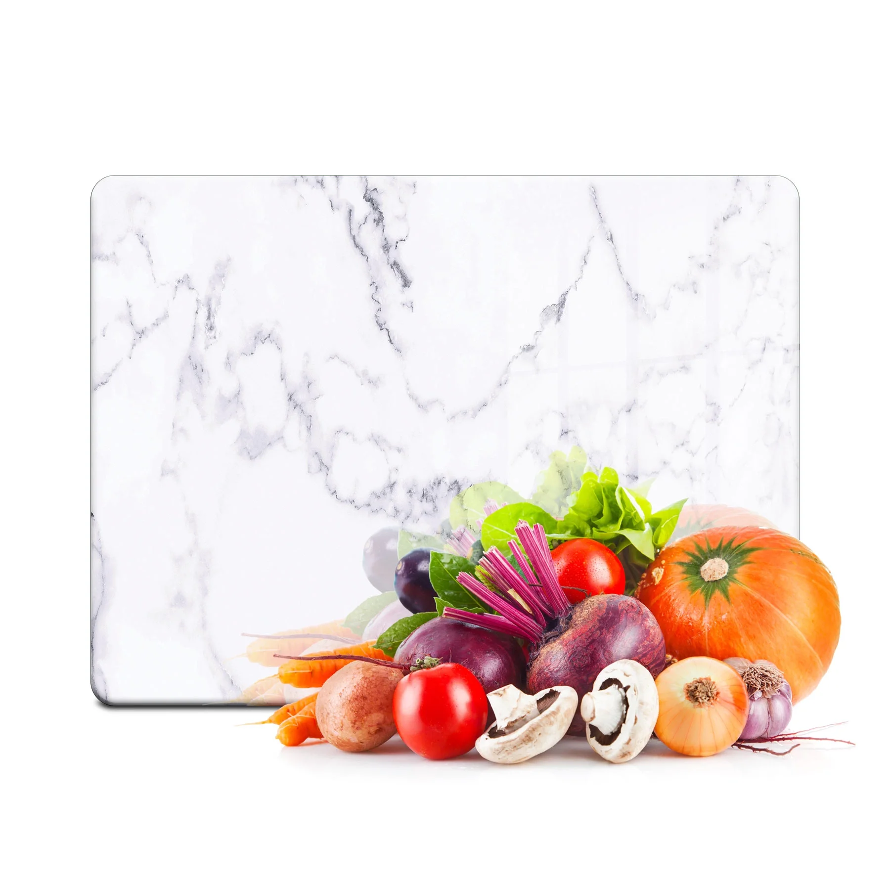 Decovetro Cam Kesme Tahtası ve Sunumluk Beyaz Mermer Desenli 30x40 Cm