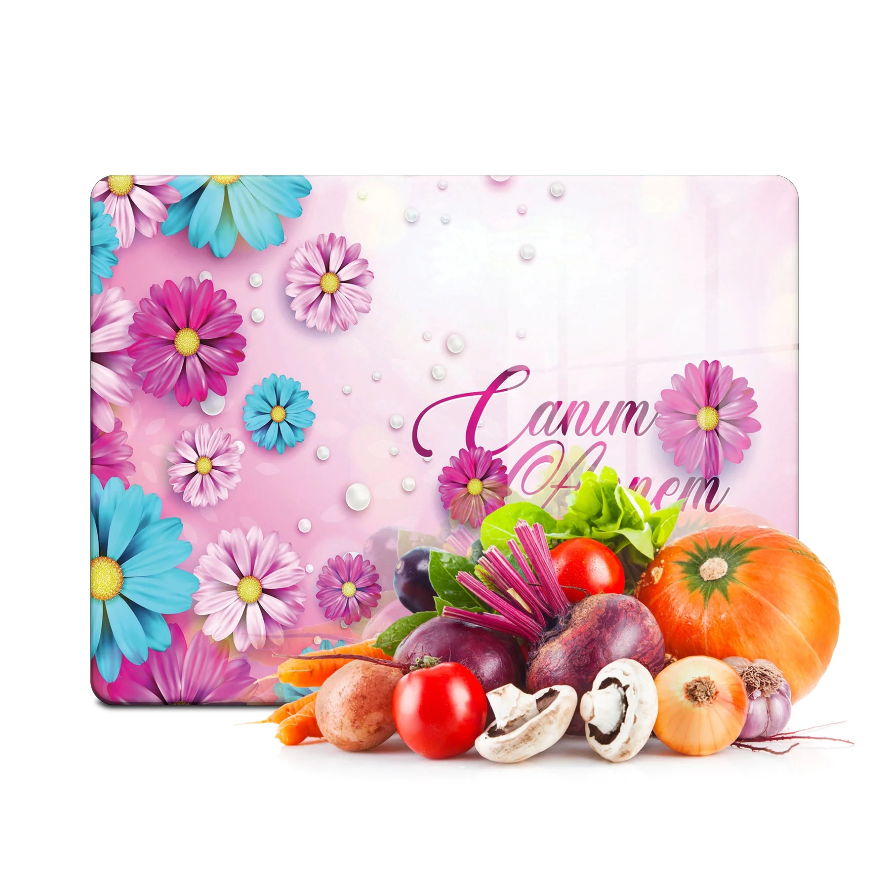 Decovetro Cam Kesme Tahtası ve Sunumluk Canım Annem Desenli 30x40 Cm