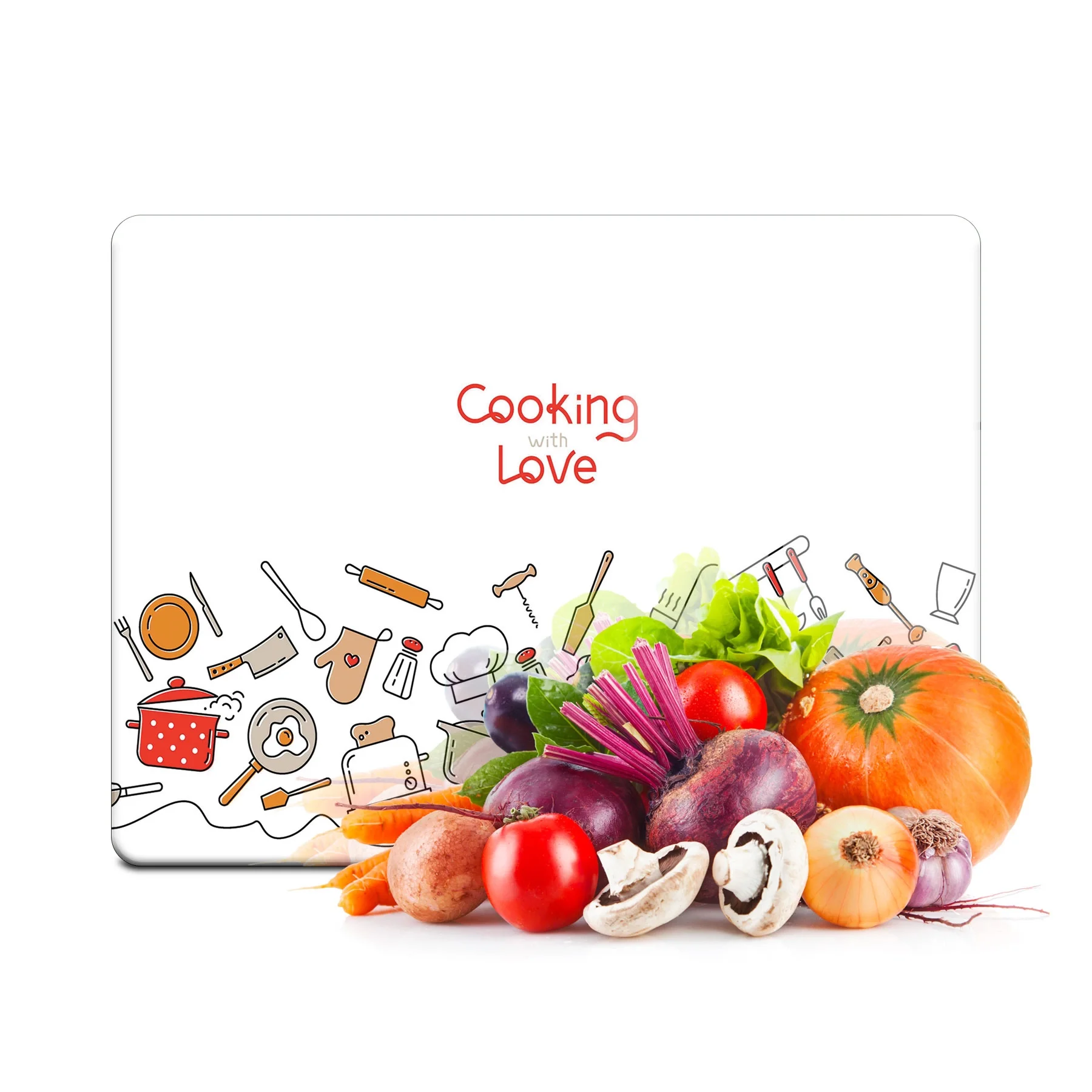 Decovetro Cam Kesme Tahtası ve Sunumluk Cooking Love Desenli 30x40 Cm