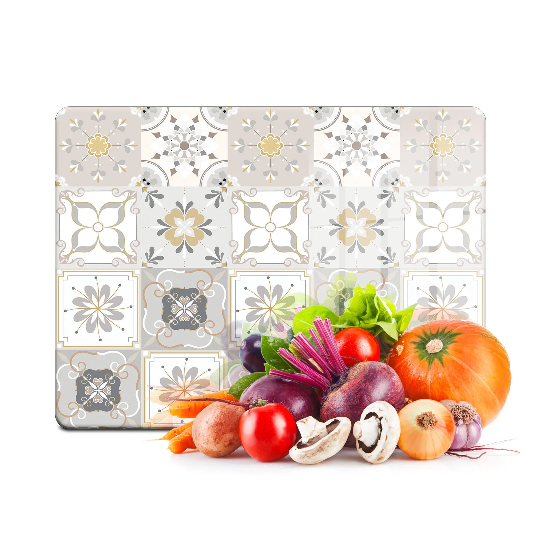 Decovetro Cam Kesme Tahtası ve Sunumluk Çini Desenli 30x40 Cm