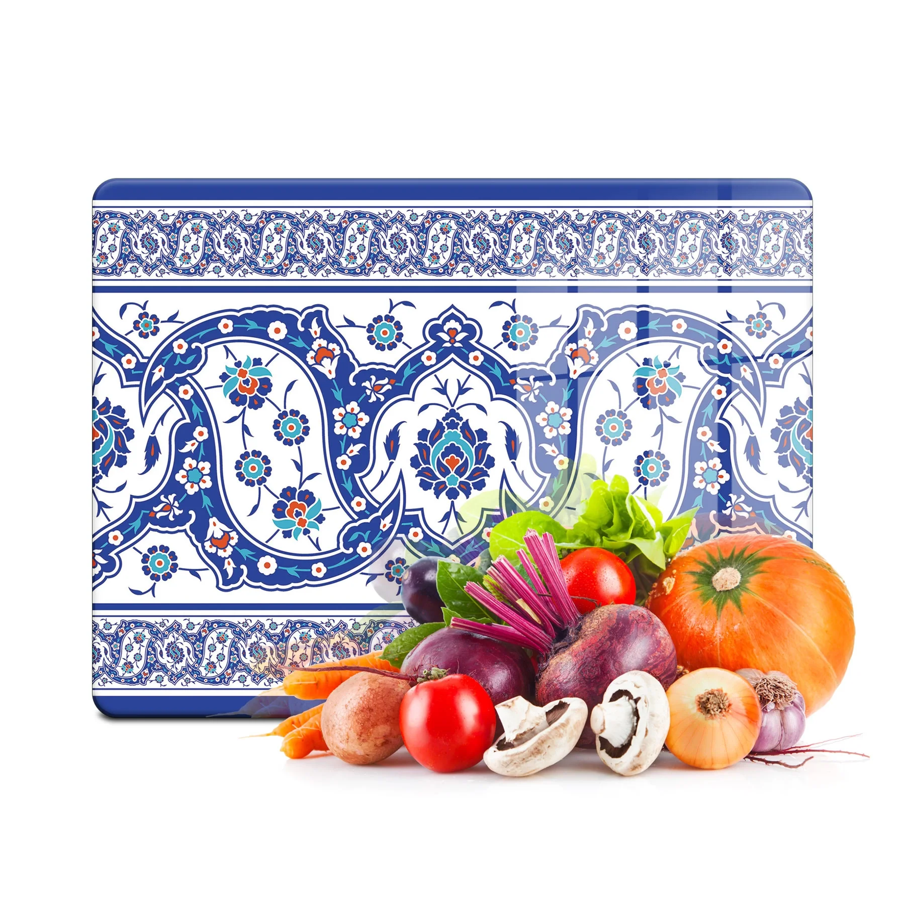 Decovetro Cam Kesme Tahtası ve Sunumluk Çini Motif Desenli 20x30 Cm