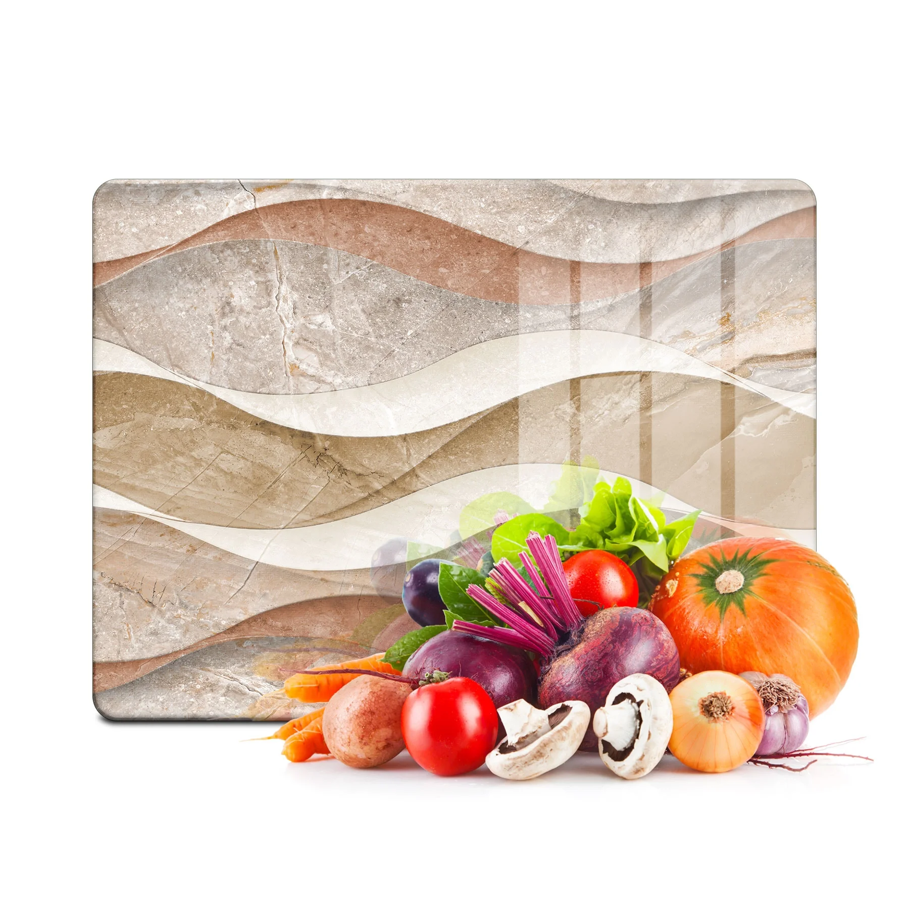 Decovetro Cam Kesme Tahtası ve Sunumluk Dalgalı Mermer Desenli 30x40 Cm