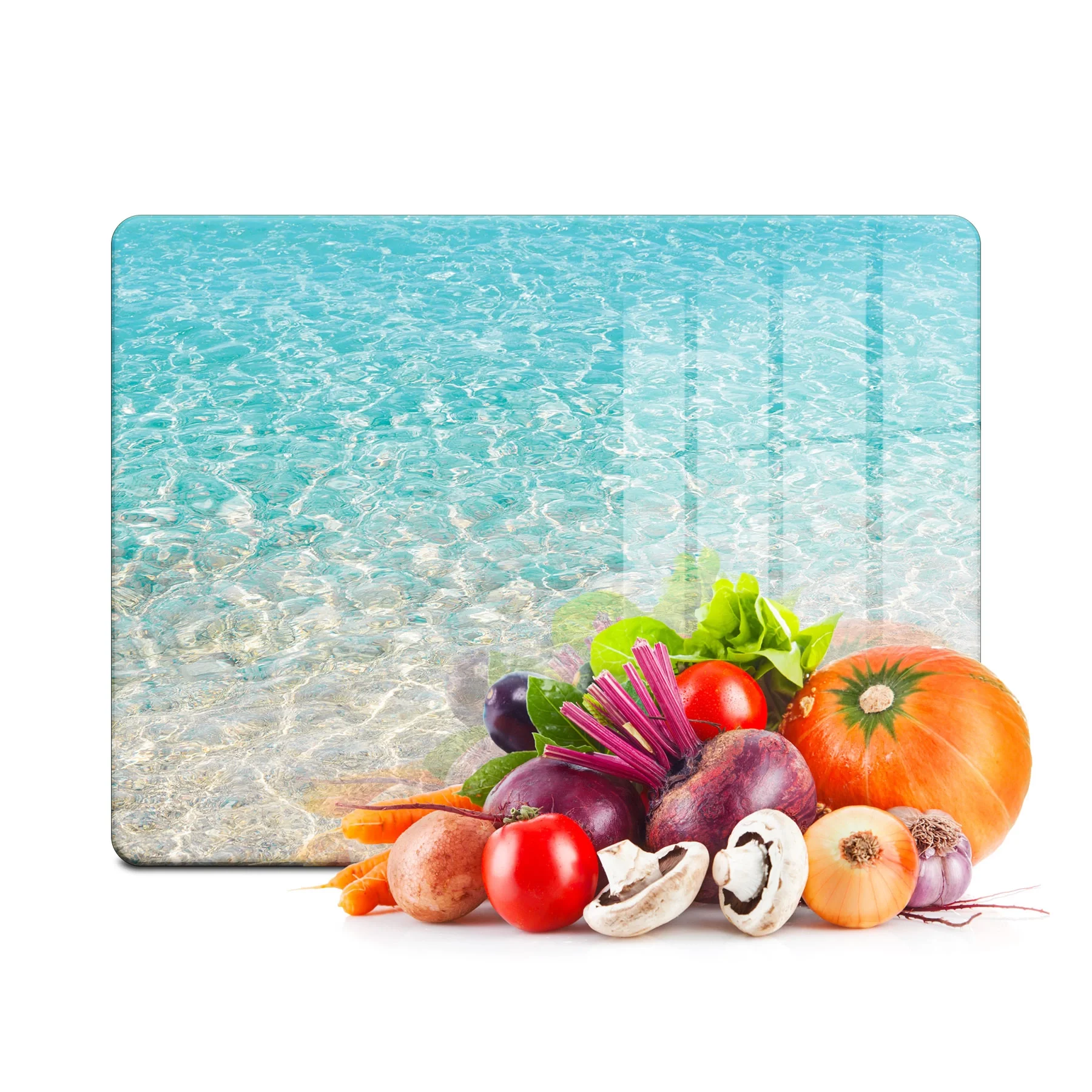 Decovetro Cam Kesme Tahtası ve Sunumluk Deniz Kum Sahil Desenli 30x40 Cm