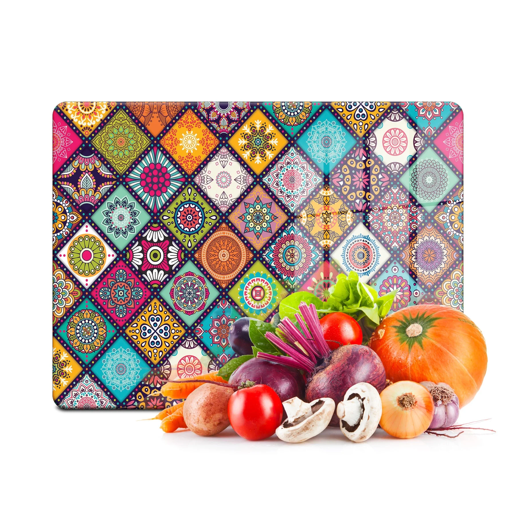 Decovetro Cam Kesme Tahtası ve Sunumluk Mandala Desenli 20x30 Cm