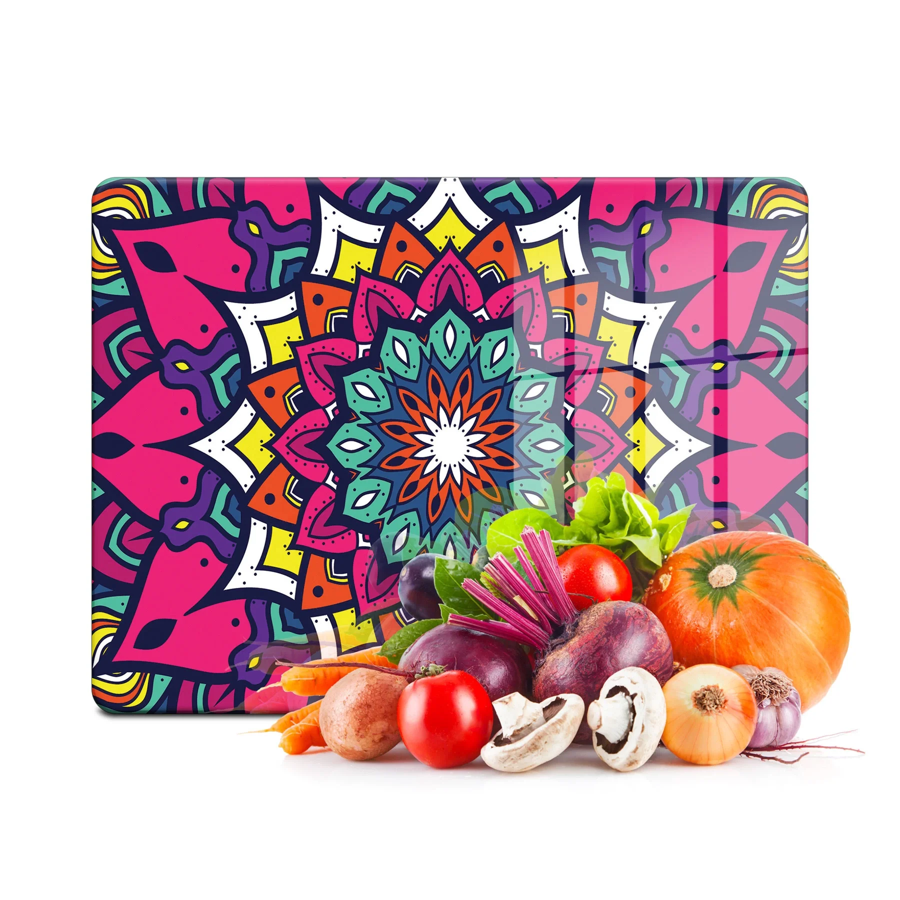 Decovetro Cam Kesme Tahtası ve Sunumluk Yaprak Mandala Desenli 20x30 Cm