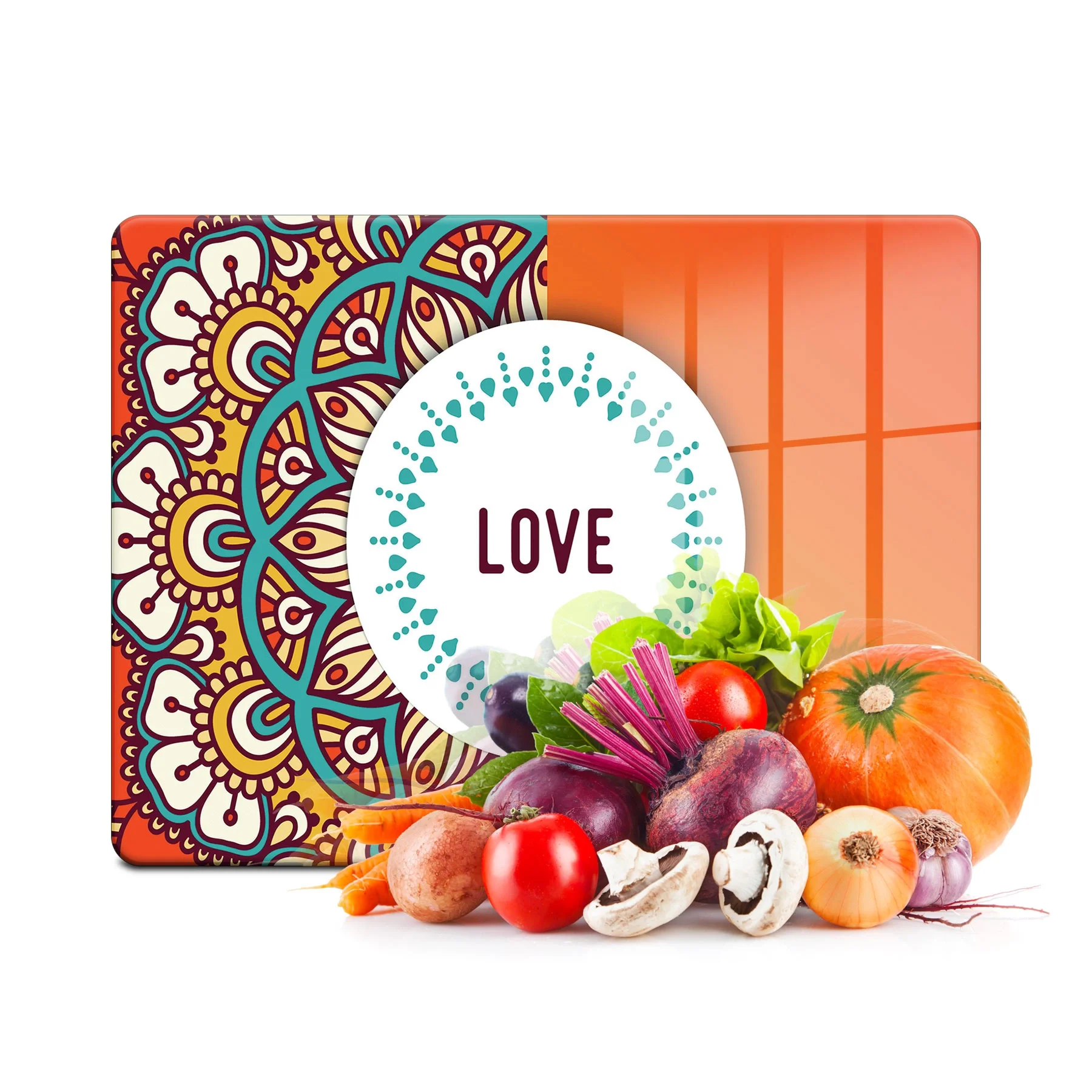 Decovetro Cam Kesme Tahtası ve Sunumluk Love Desenli 30x40 Cm