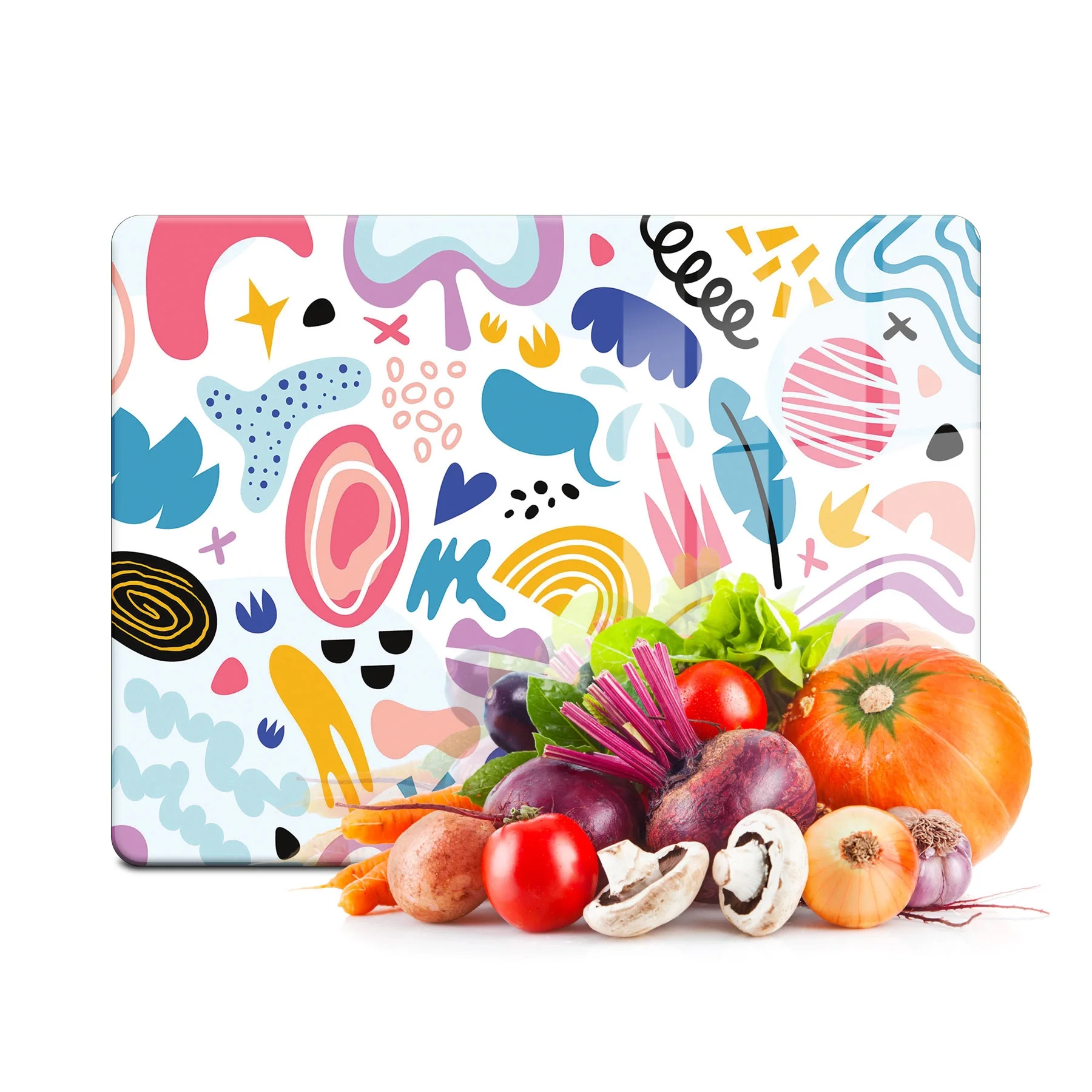 Decovetro Cam Kesme Tahtası ve Sunumluk Karışık Desenli 20x30 Cm