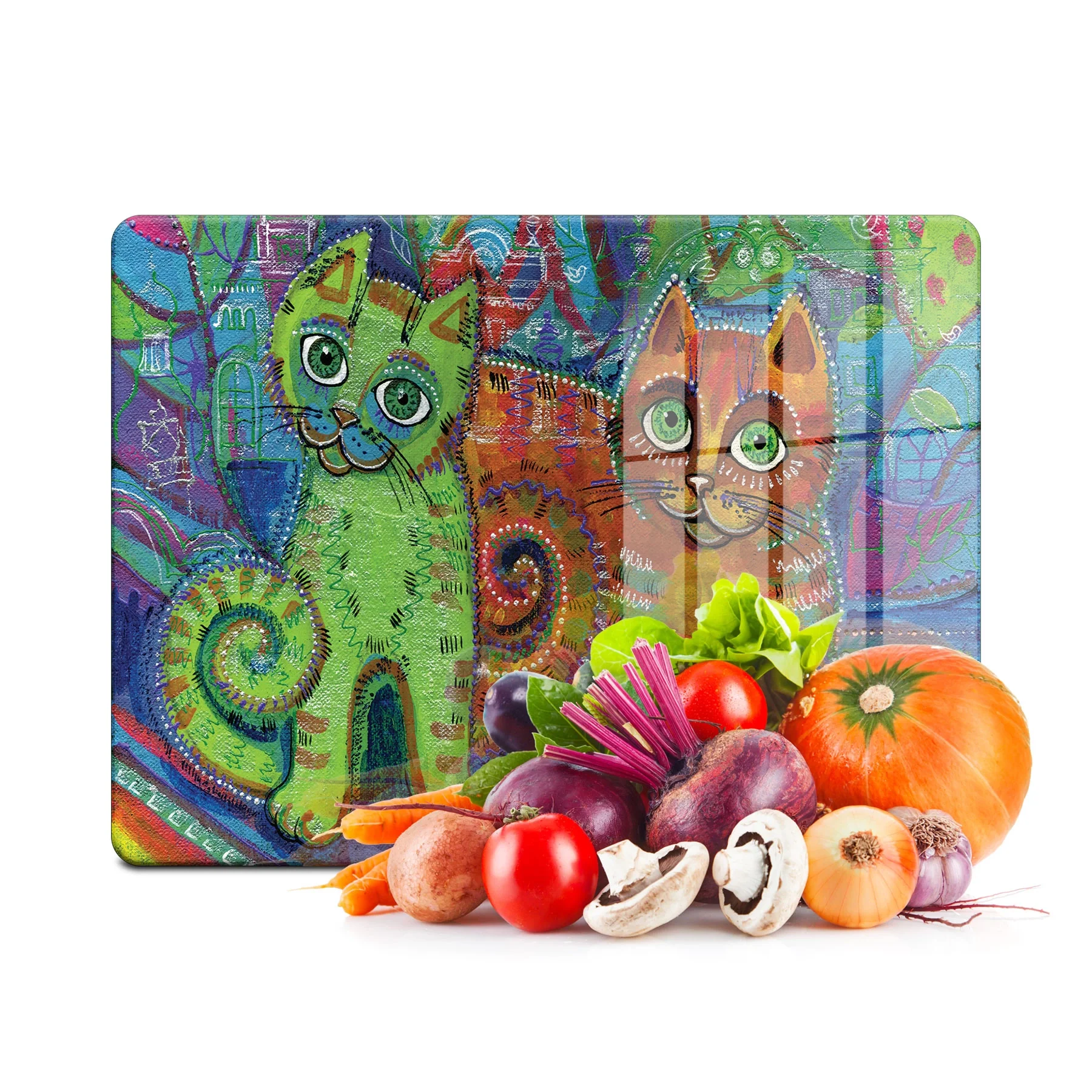 Decovetro Cam Kesme Tahtası ve Sunumluk Kedi Desenli 30x40 Cm