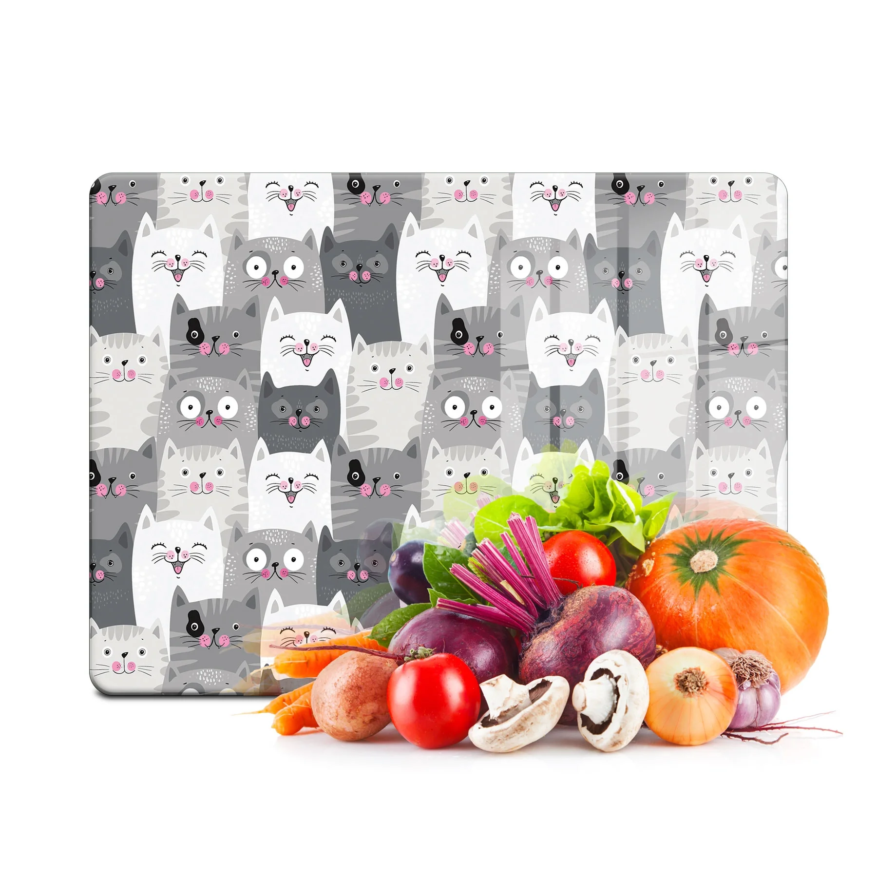 Decovetro Cam Kesme Tahtası ve Sunumluk Kity Cat Desenli 20x30 Cm