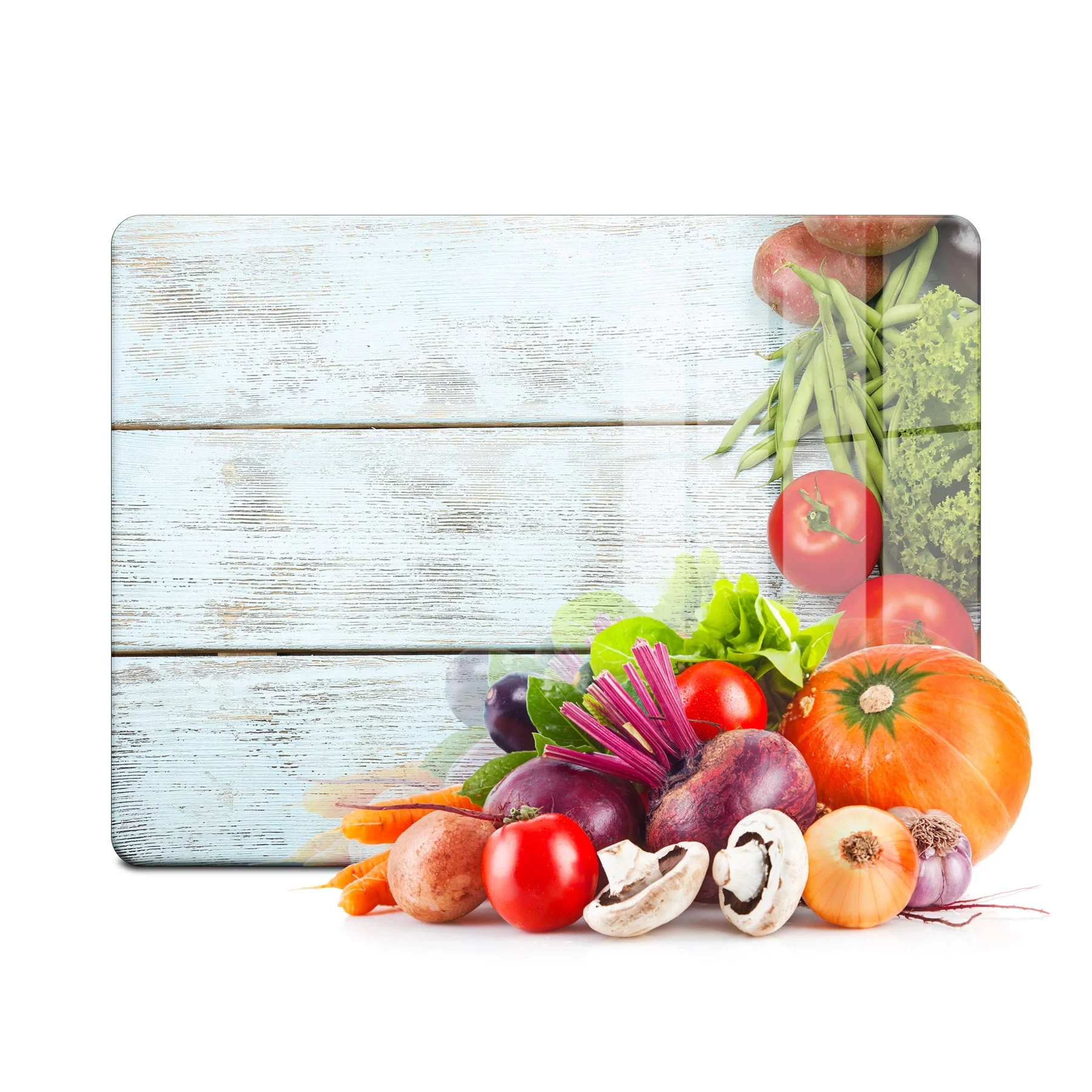 Decovetro Cam Kesme Tahtası ve Sunumluk Mavi Ahşap Desenli 30x40 Cm