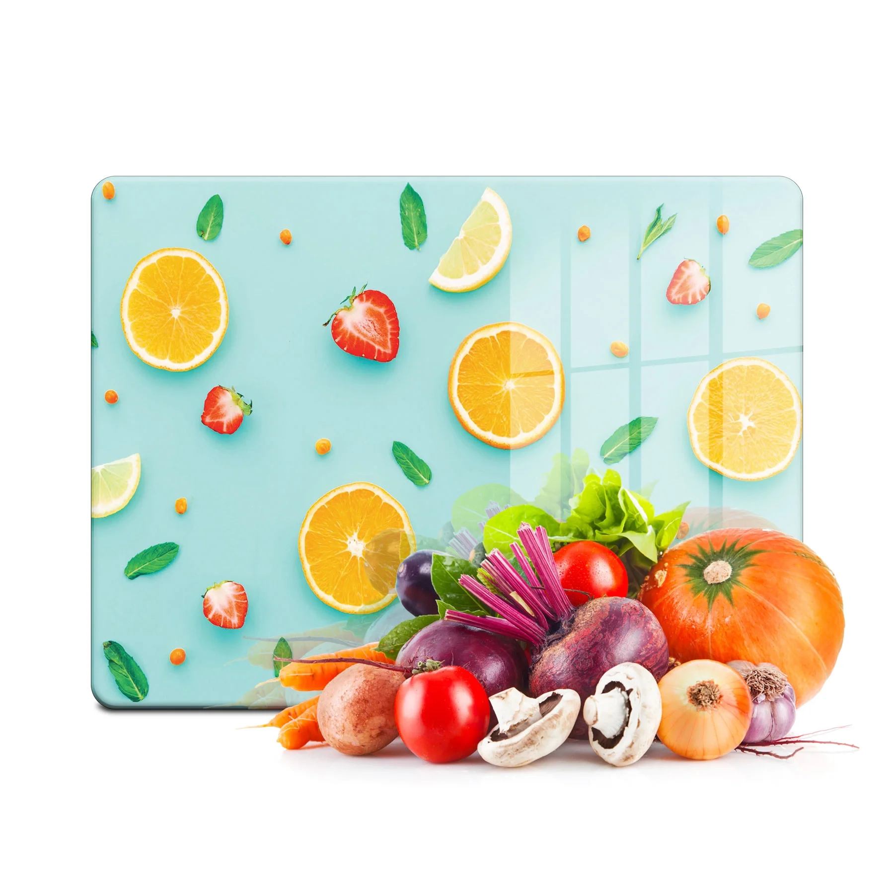Decovetro Cam Kesme Tahtası ve Sunumluk Meyve Desenli 20x30 Cm