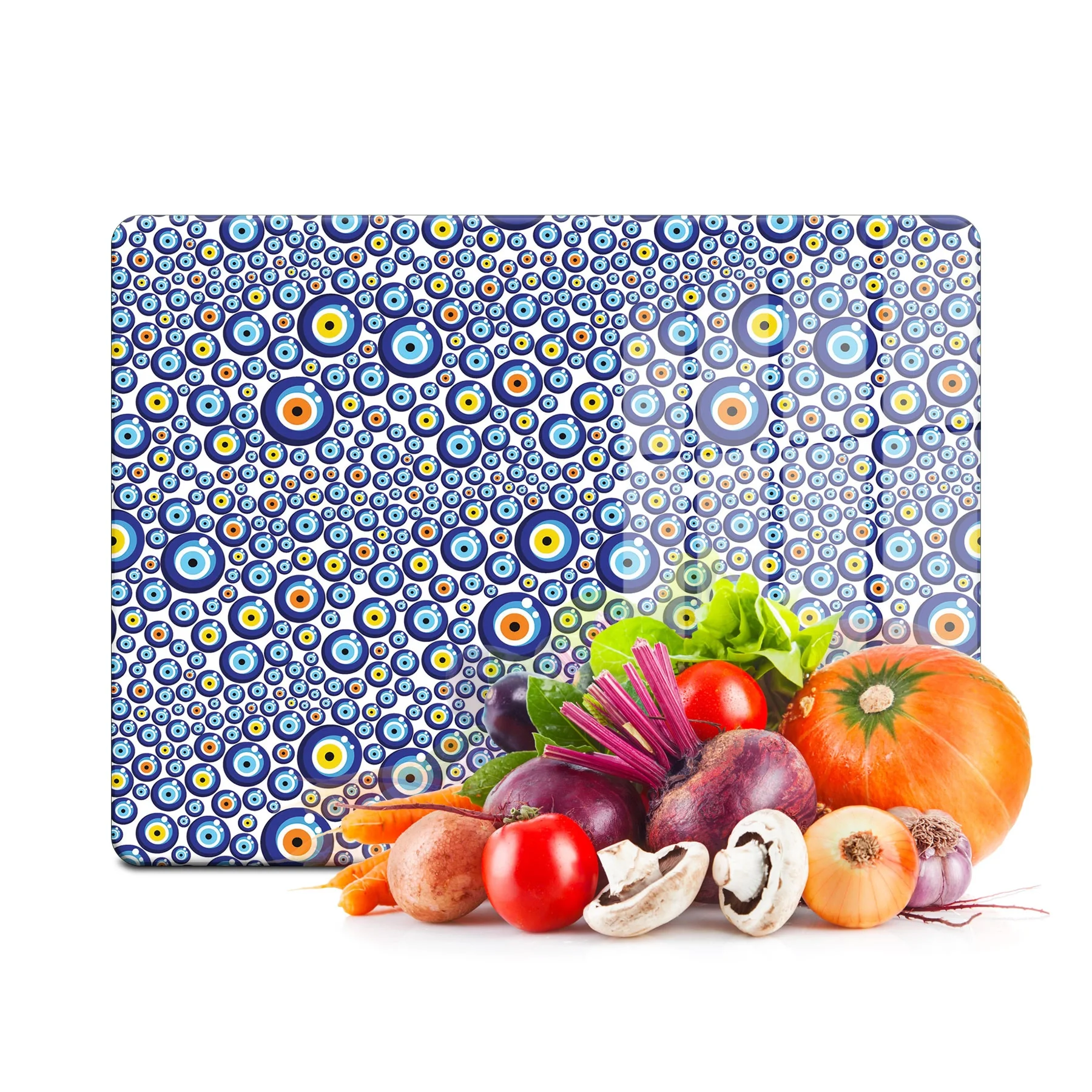 Decovetro Cam Kesme Tahtası ve Sunumluk Nazar Boncuk Desenli 30x40 Cm