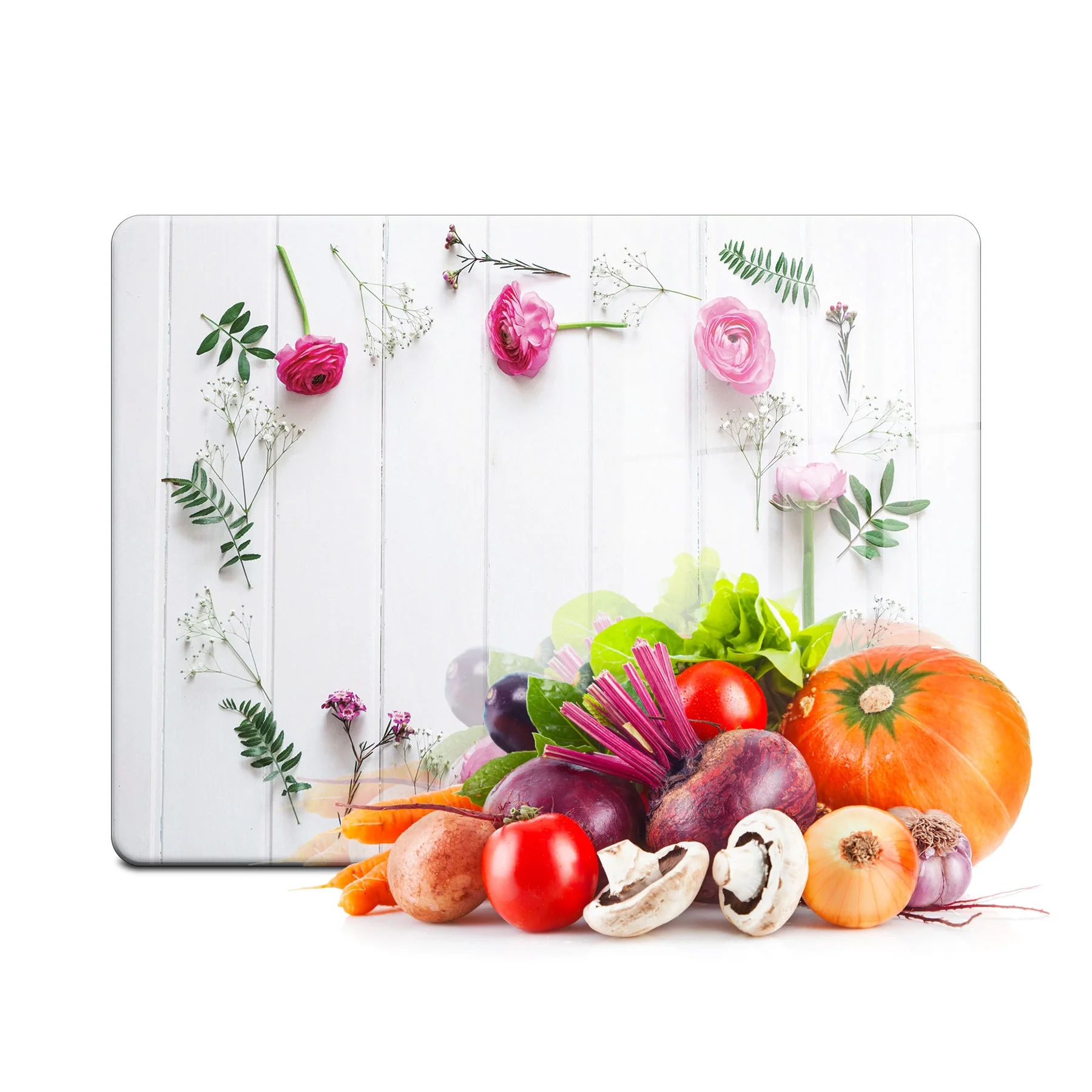 Decovetro Cam Kesme Tahtası ve Sunumluk Pembe Çiçek Desenli 30x40 Cm