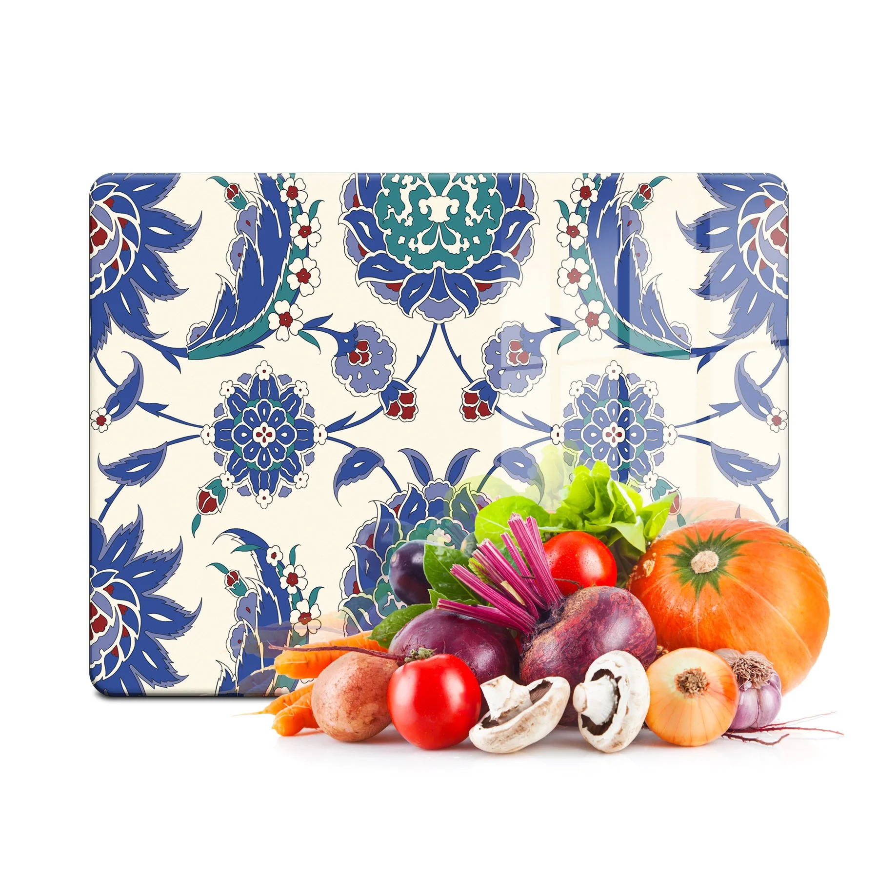 Decovetro Cam Kesme Tahtası ve Sunumluk Sarmaşık Çini Desenli 20x30 Cm