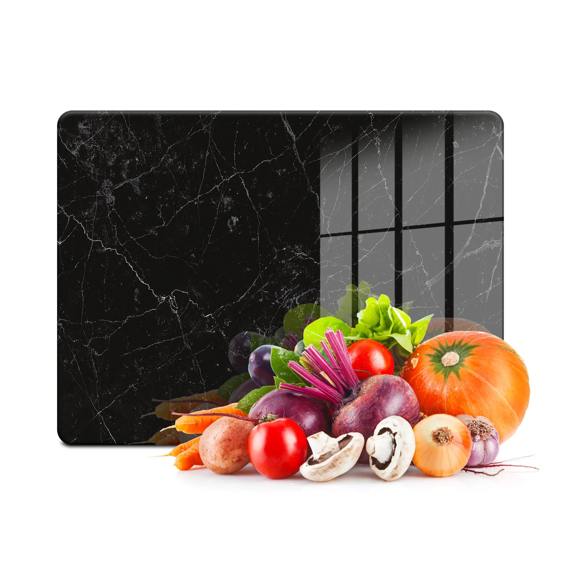 Decovetro Cam Kesme Tahtası ve Sunumluk Siyah Granit Desenli 20x30 Cm