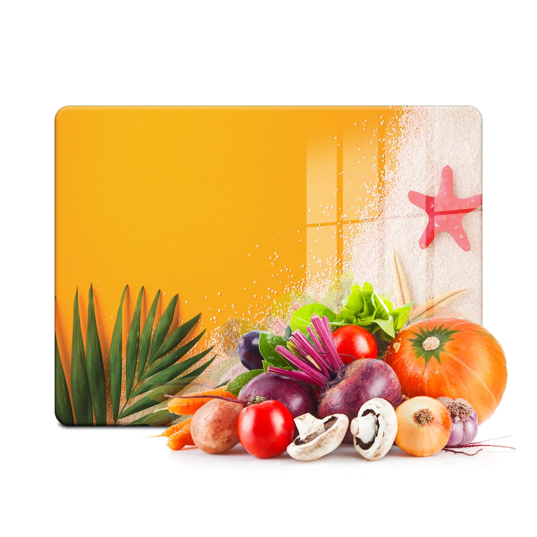 Decovetro Cam Kesme Tahtası ve Sunumluk Turuncu Yaz Desenli 30x40 Cm