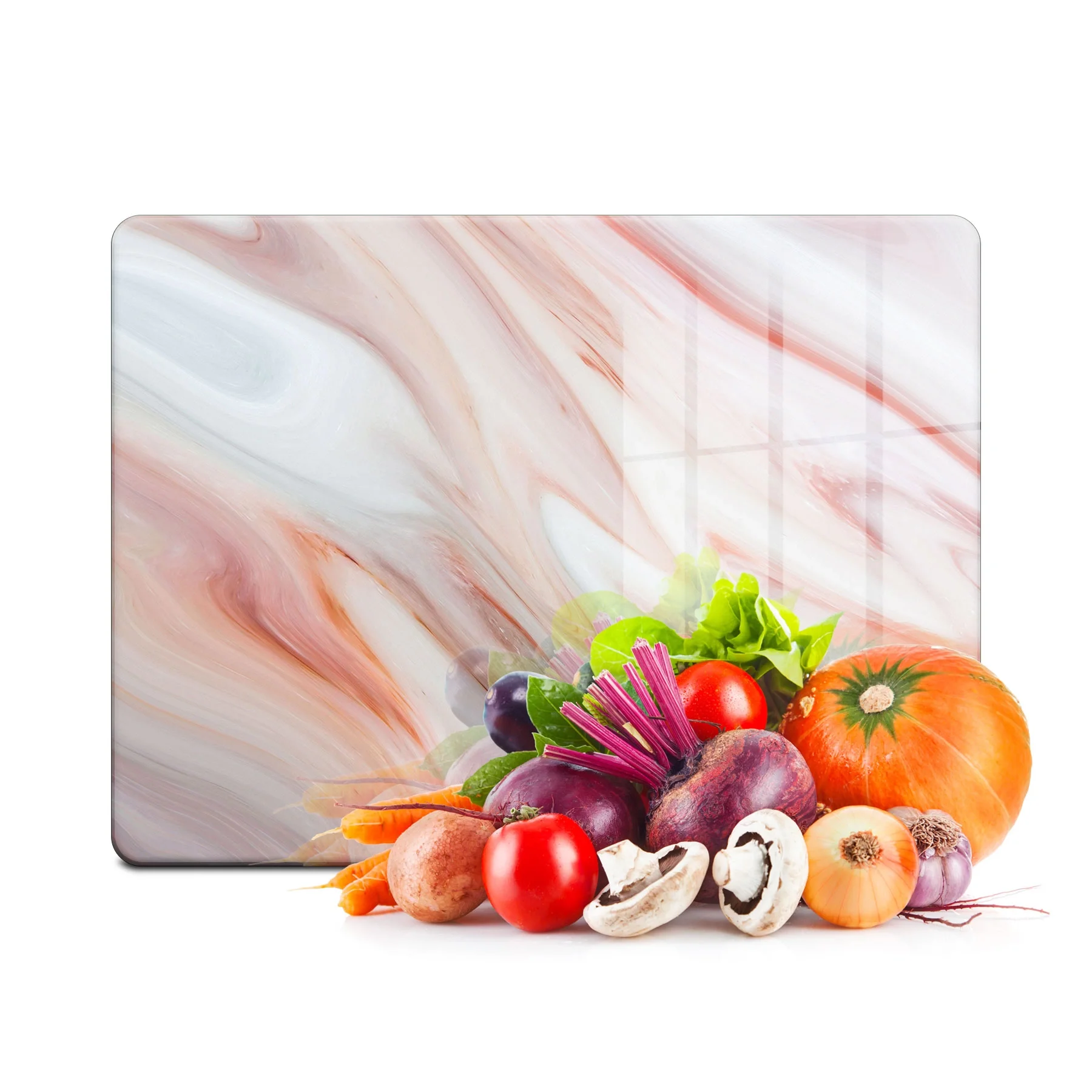 Decovetro Cam Kesme Tahtası ve Sunumluk Kırmızı Mermer Desenli 30x40 Cm
