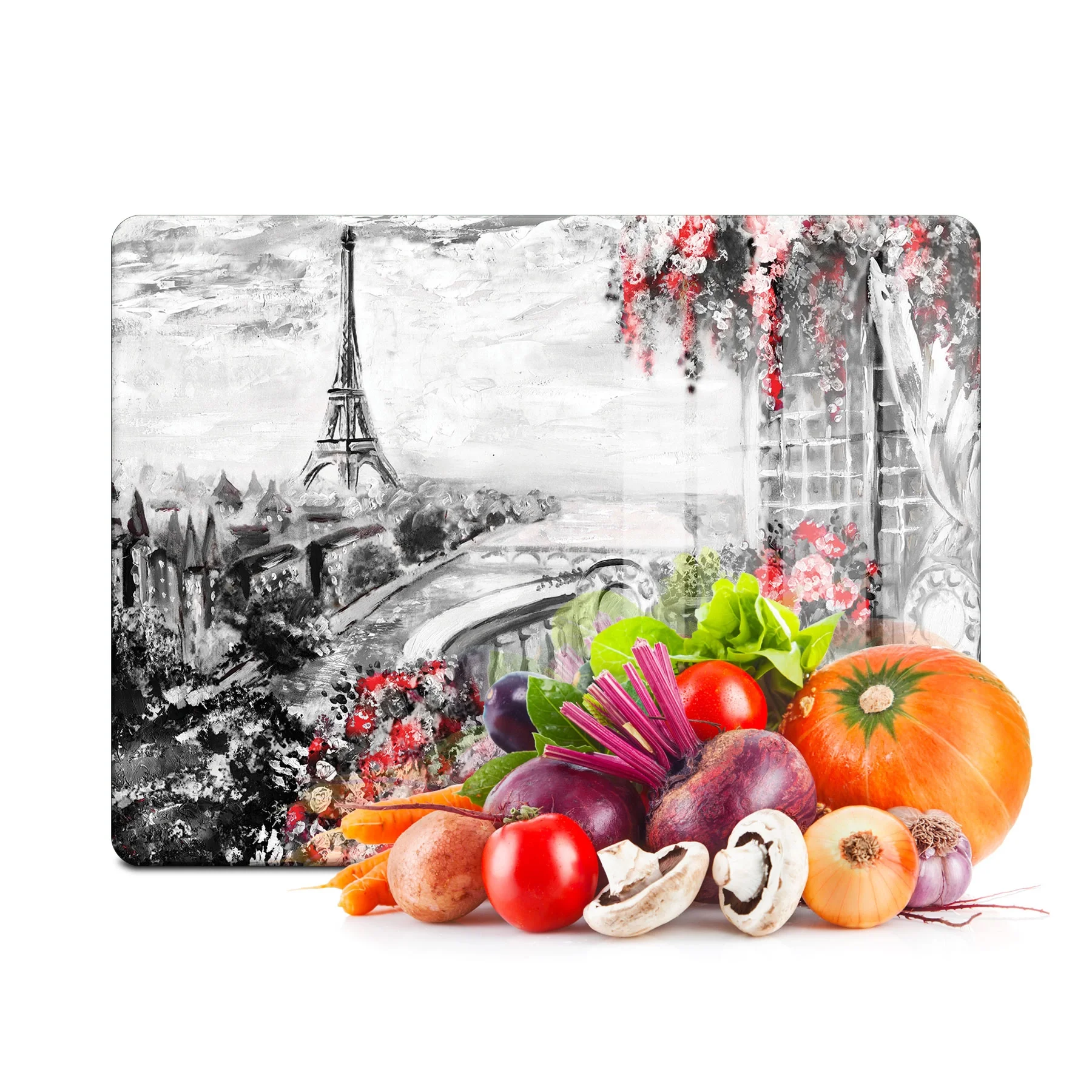 Decovetro Cam Kesme Tahtası ve Sunumluk Love Paris Deseni 20x30 Cm