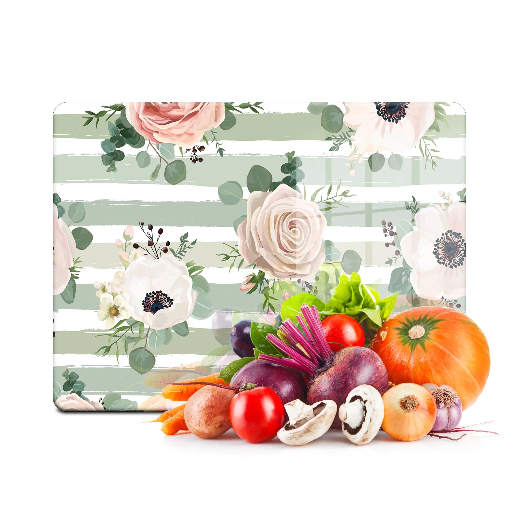 Decovetro Cam Kesme Tahtası ve Sunumluk Gül Desenli 30x40 Cm