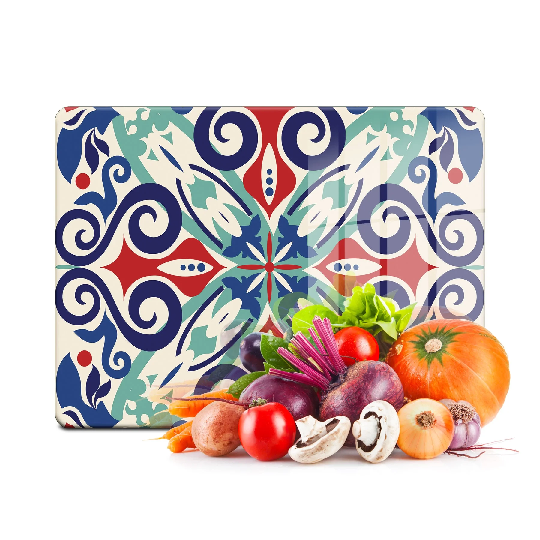 Decovetro Cam Kesme Tahtası ve Sunumluk Motif Çini Desenli 30x40 Cm