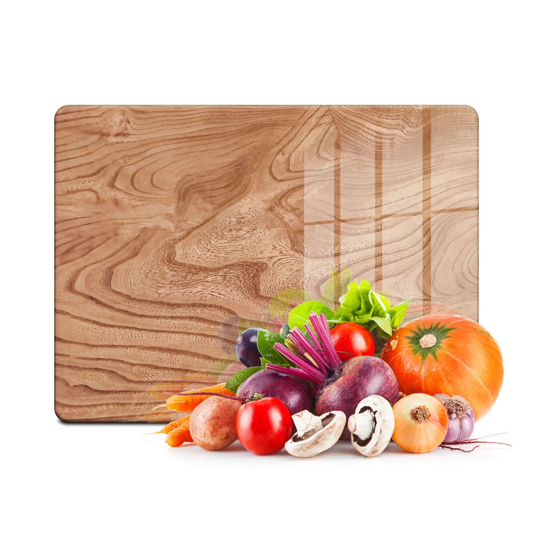 Decovetro Cam Kesme Tahtası ve Sunumluk Dalgalı Ahşap Desenli 20x30 Cm