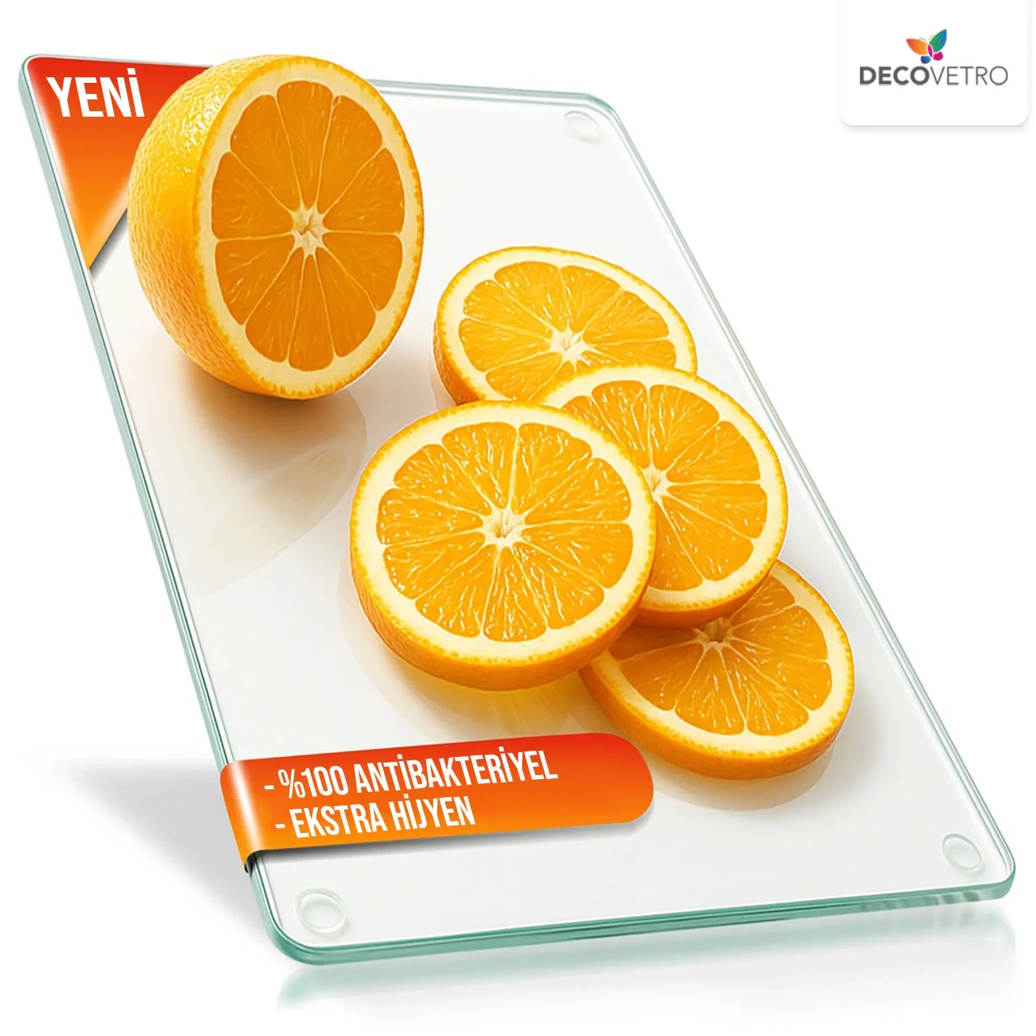 Decovetro Cam Kesme Tahtası ve Sunumluk ve Sunum Tablası Natural Saydam 30x40 Cm