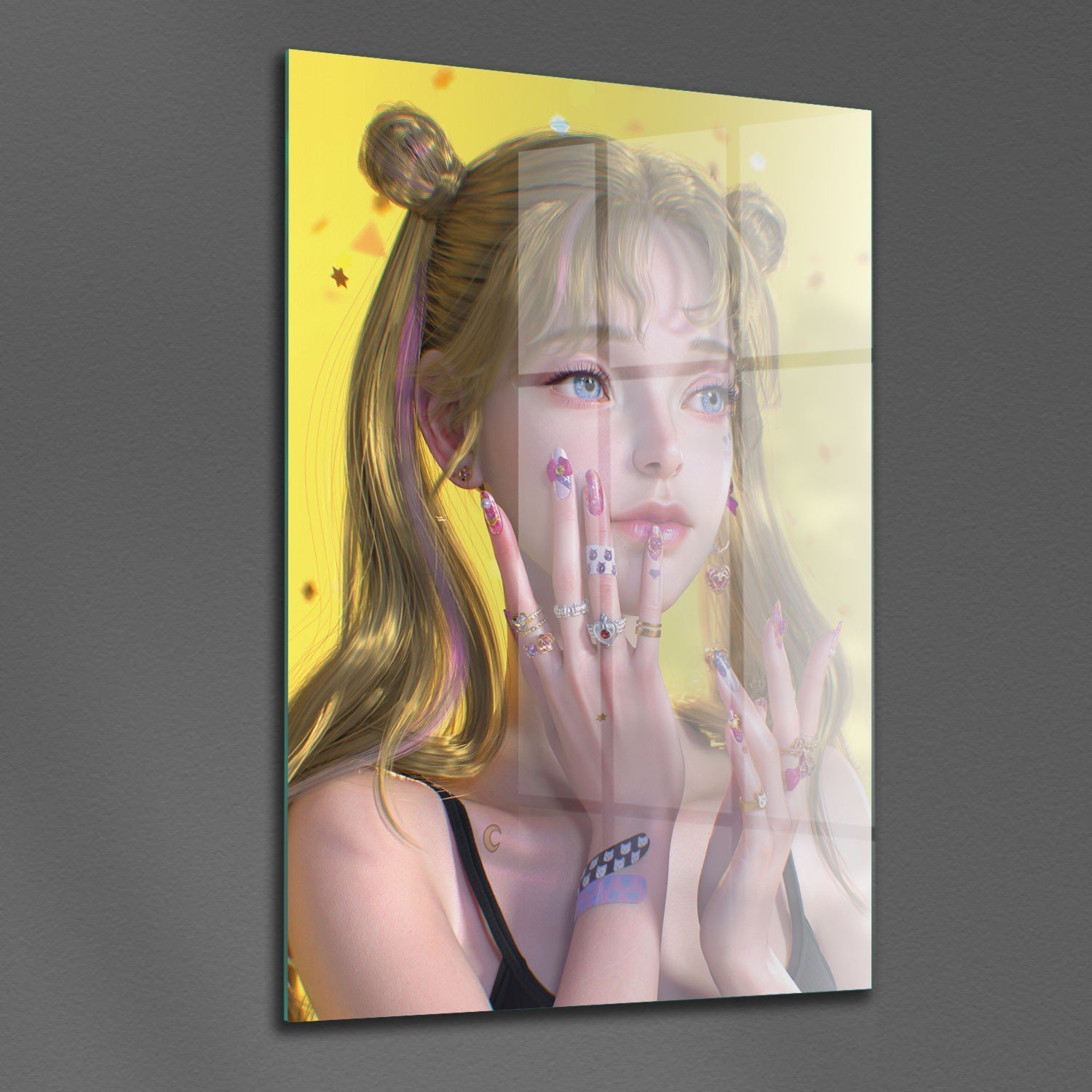 Decovetro Cam Tablo Anime Kız Sarı Saç 50x70 cm