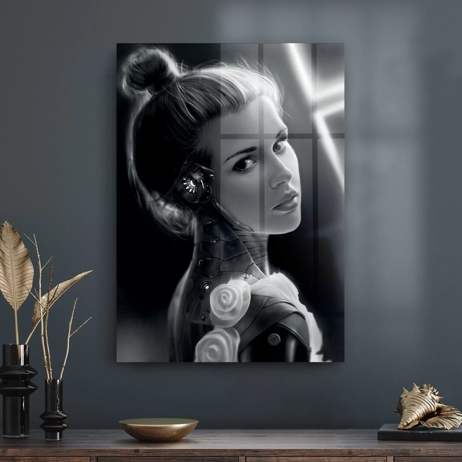 Decovetro Cam Tablo Cyberpunk Kız 50x70 cm