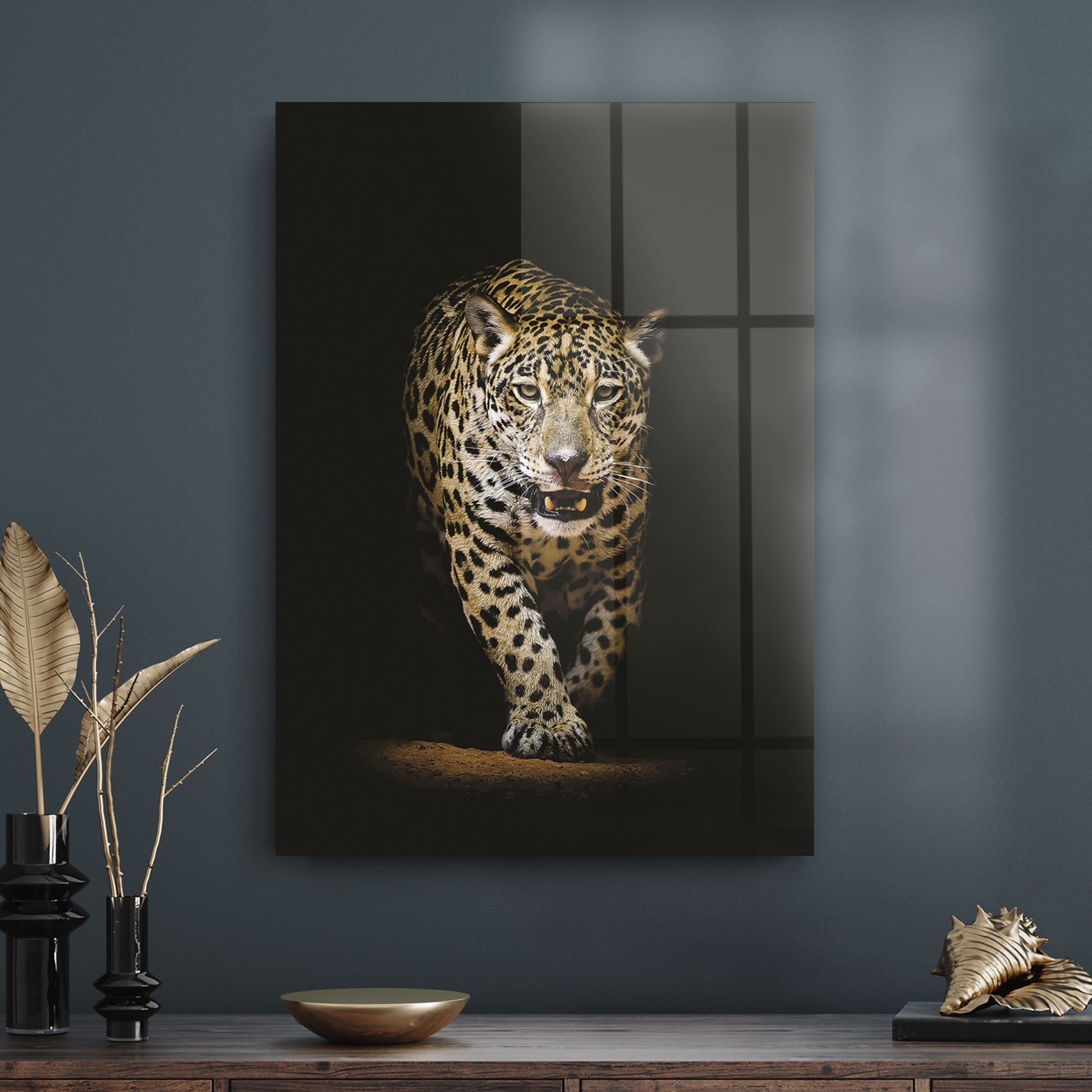 Decovetro Gölgedeki Leopar Cam Tablo 50x70 cm