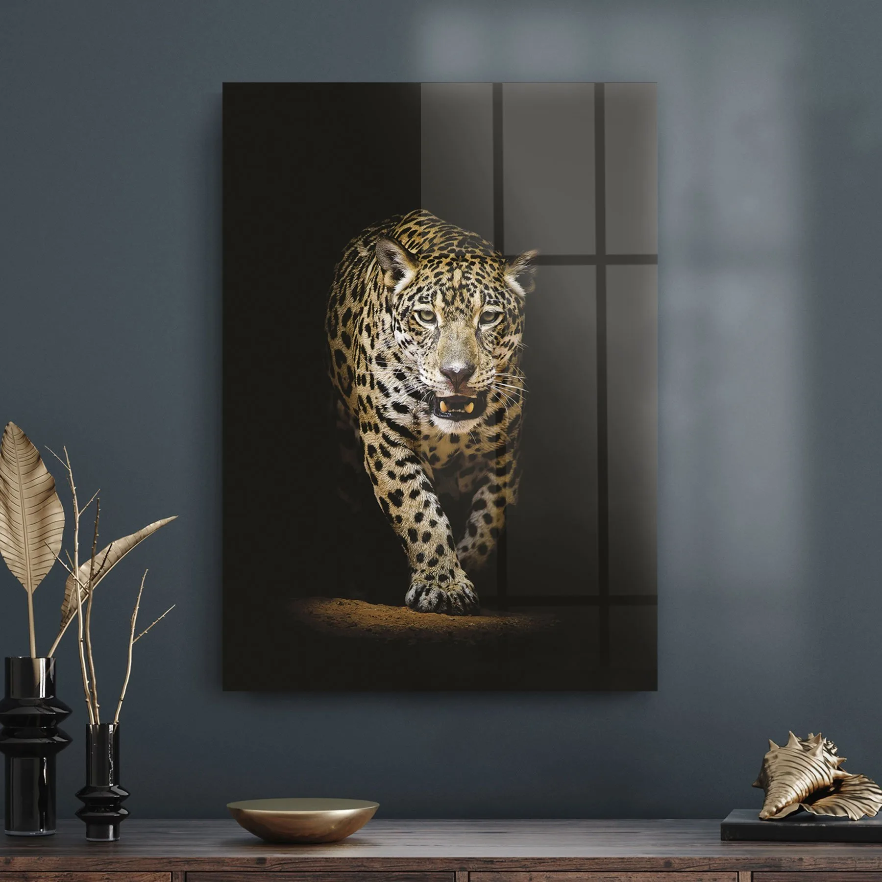 Decovetro Gölgedeki Leopar Cam Tablo 50x70 cm