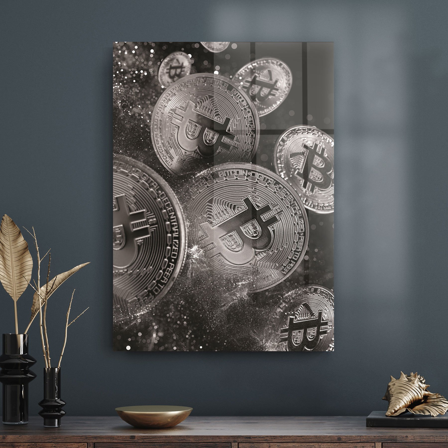 Decovetro Cam Tablo Bitcoin Desenli 50x70 cm