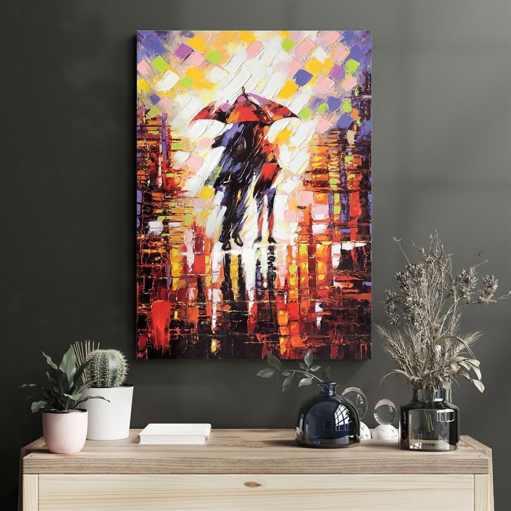 Decovetro Cam Tablo Yağmurda Aşk 50x70 cm
