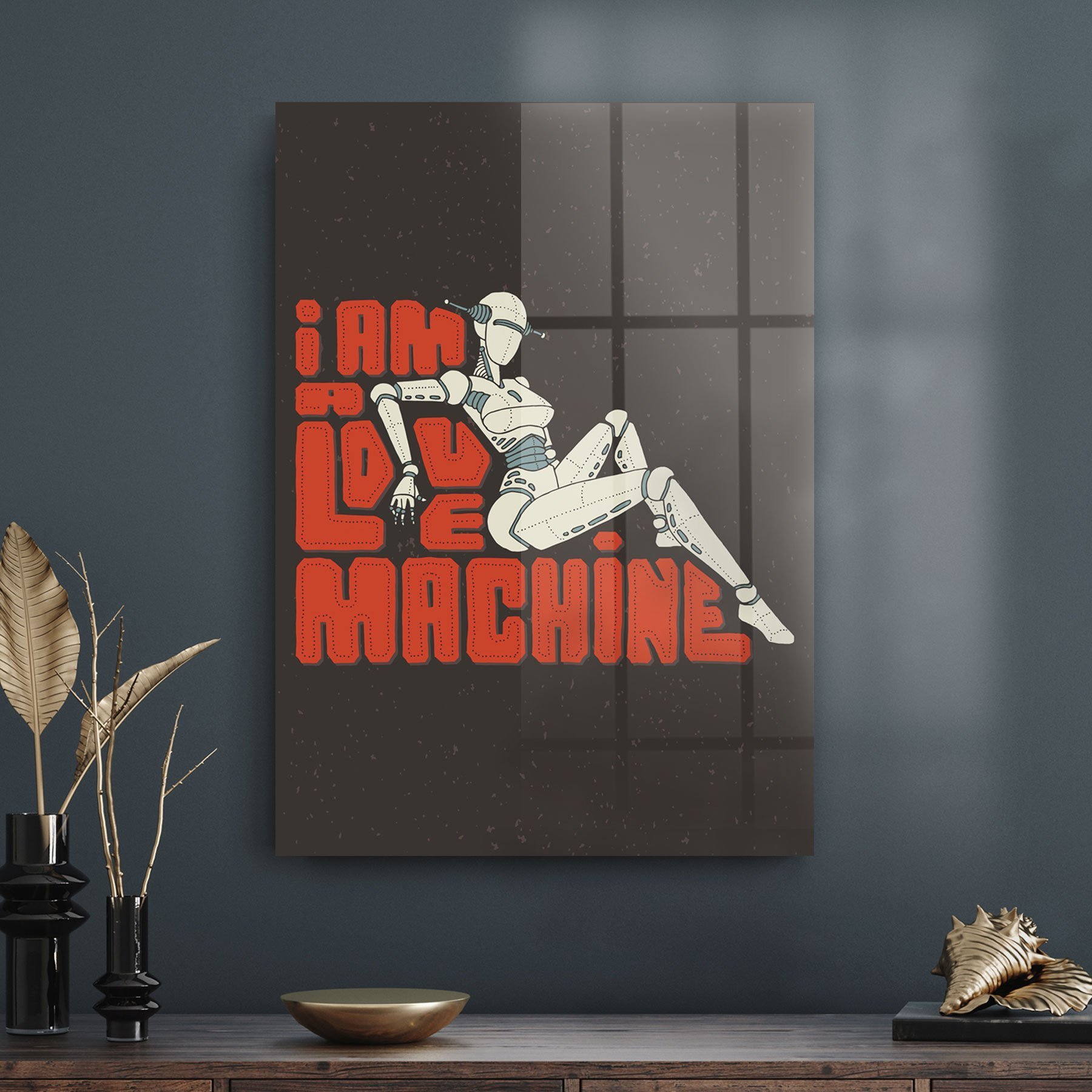 Decovetro Cam Tablo Cyberpunk Love Machines 50x70 cm
