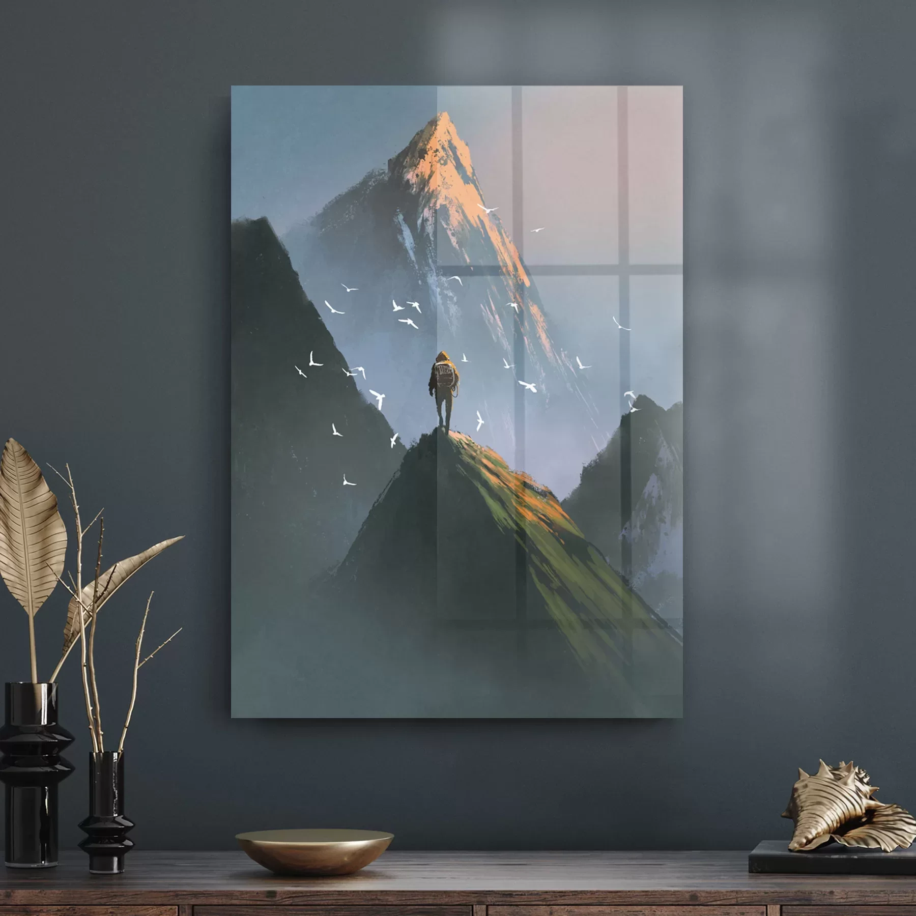 Decovetro Cam Tablo Sulu Boya Manzara 50x70 cm