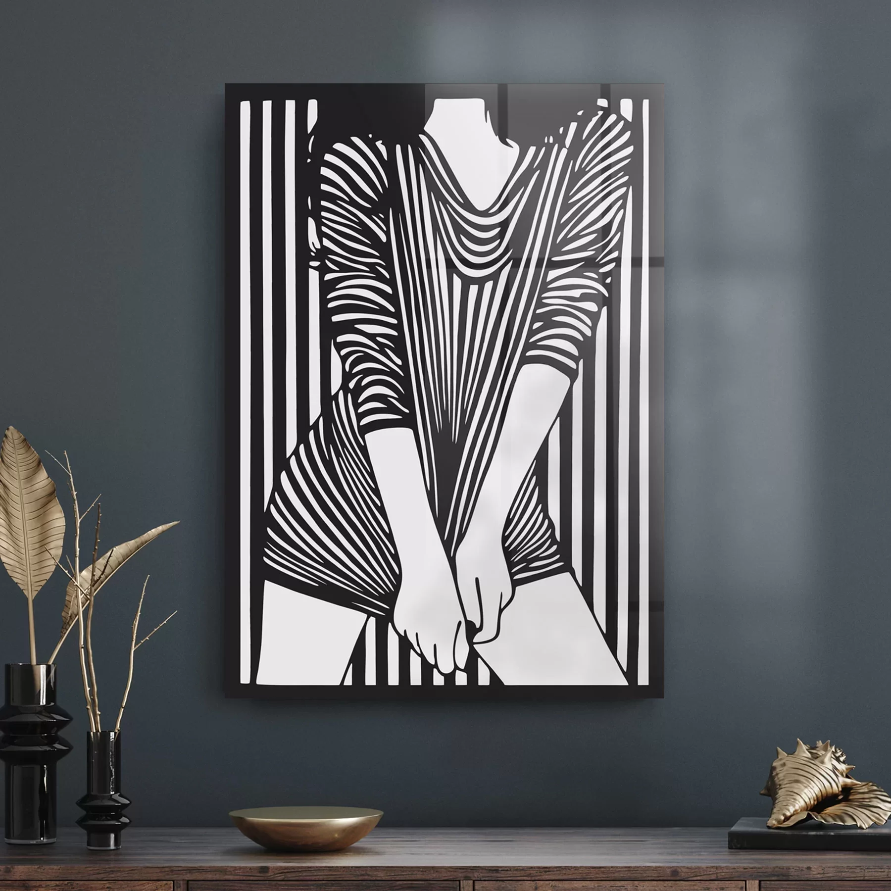 Decovetro Cam Tablo Siyah Beyaz Kadın 50x70 cm