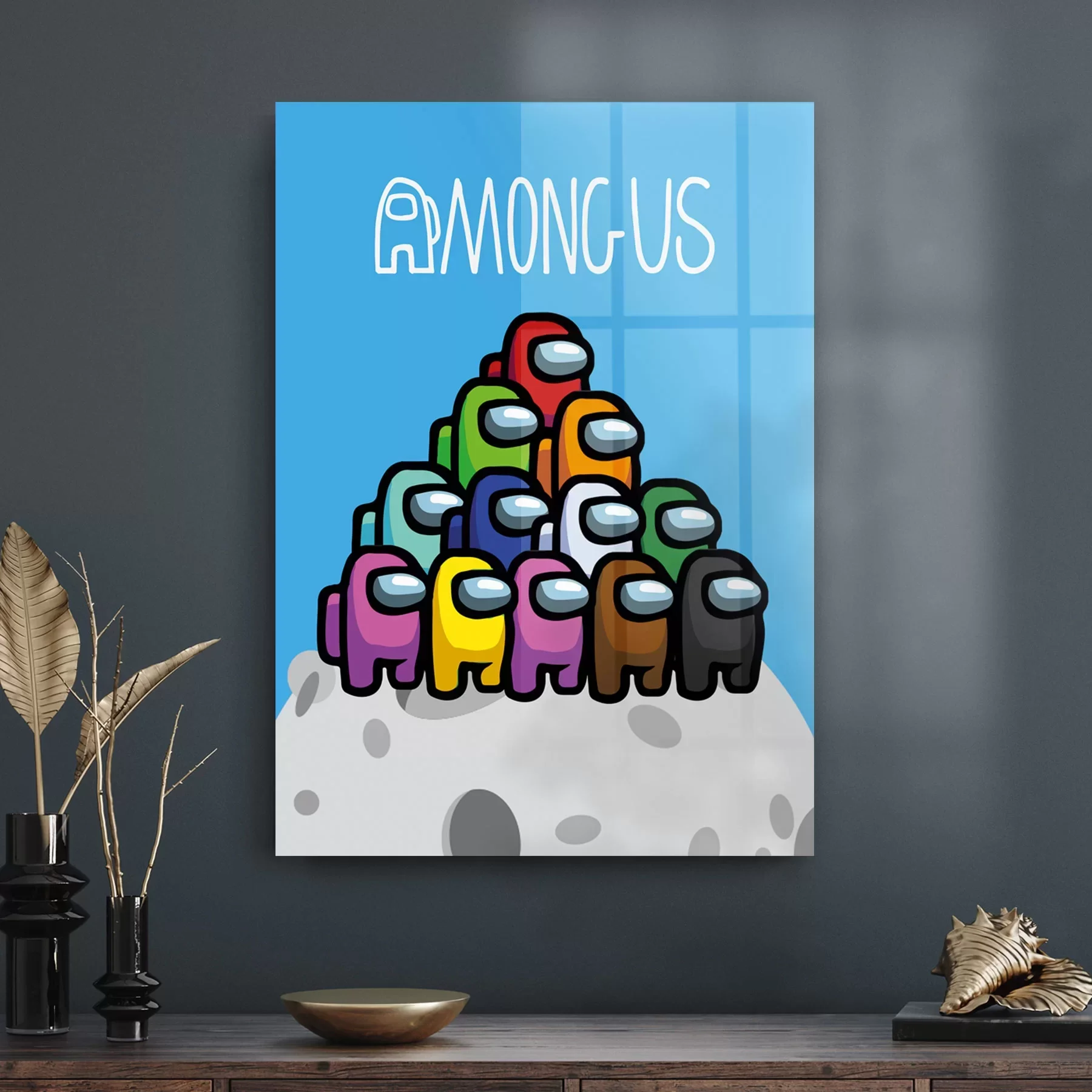 Decovetro Cam Tablo Gamer Gezegen Among Us 50x70 cm