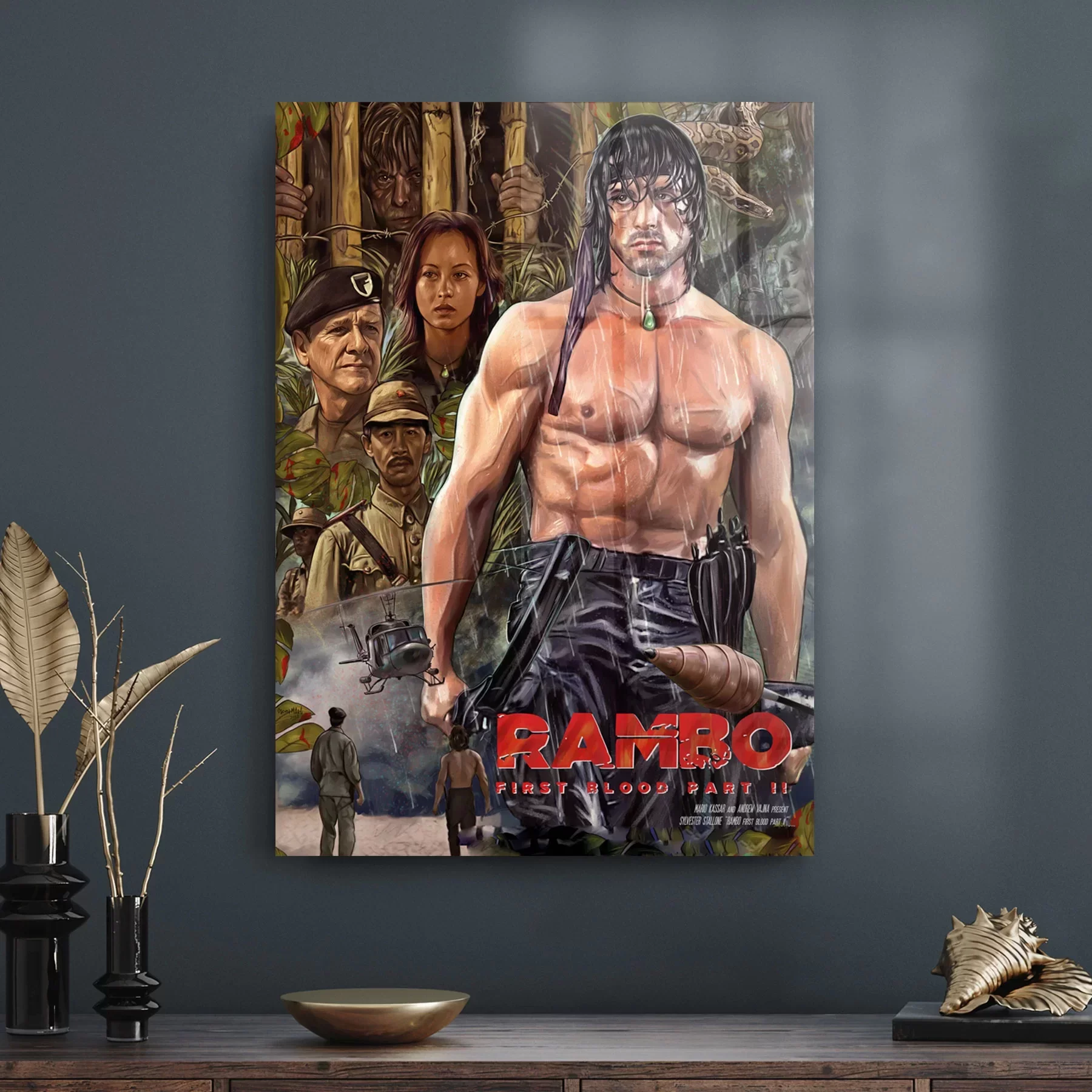 Decovetro Cam Tablo Rambo Film Afiş 50x70 cm