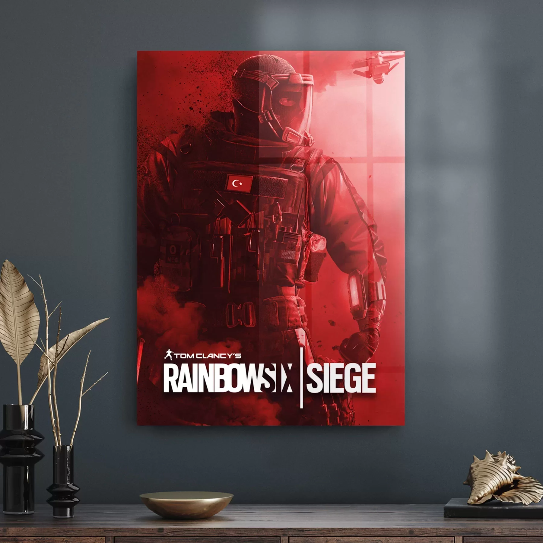 Decovetro Cam Tablo Rainbowsix Siege Kırmızı 50x70 cm