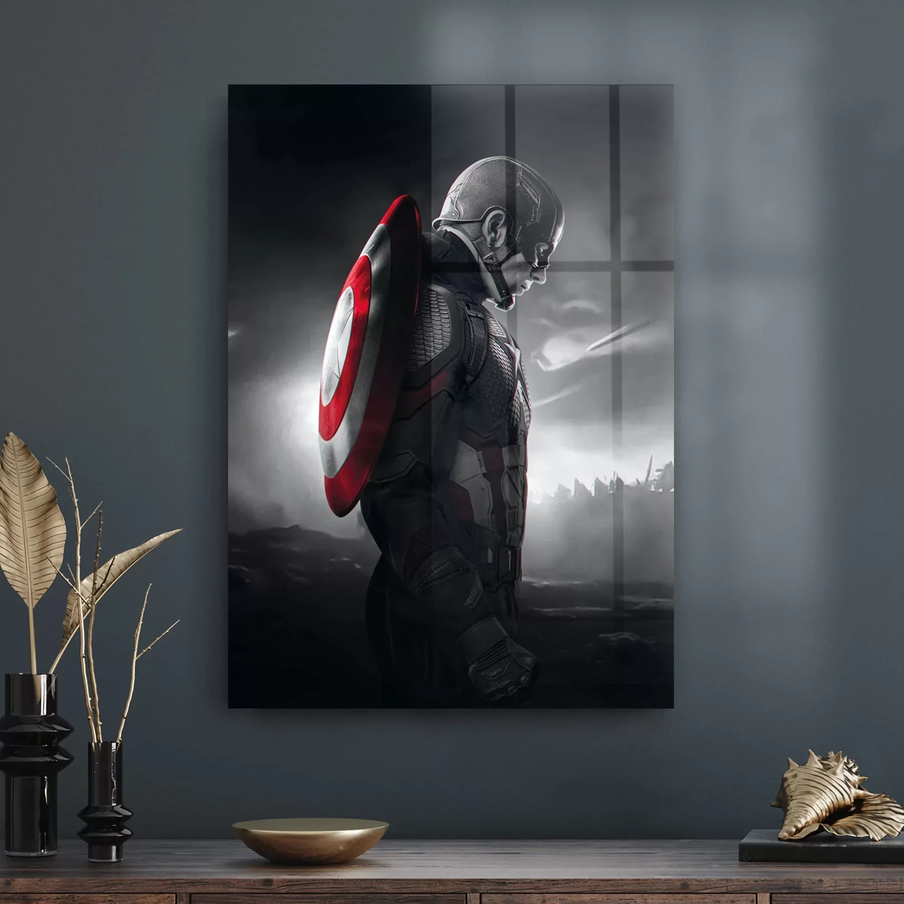 Decovetro Cam Tablo Kaptan Amerika 50x70 cm