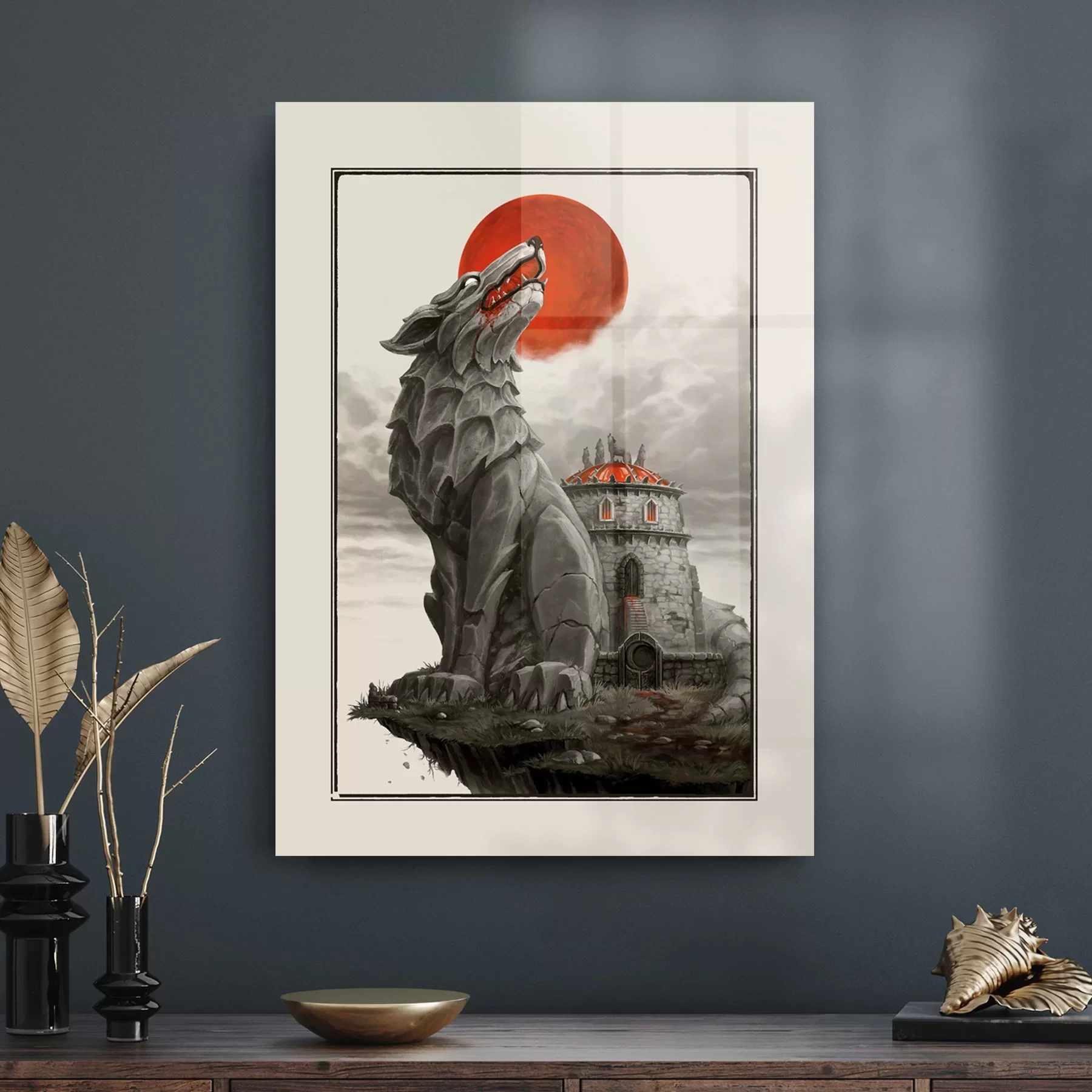 Decovetro Cam Tablo Kırmızı Kurt 50x70 cm