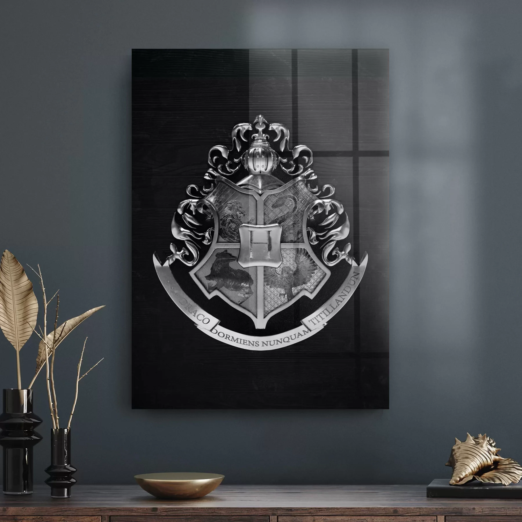 Decovetro Cam Tablo Harry Potter Hogwarts Logo 50x70 cm