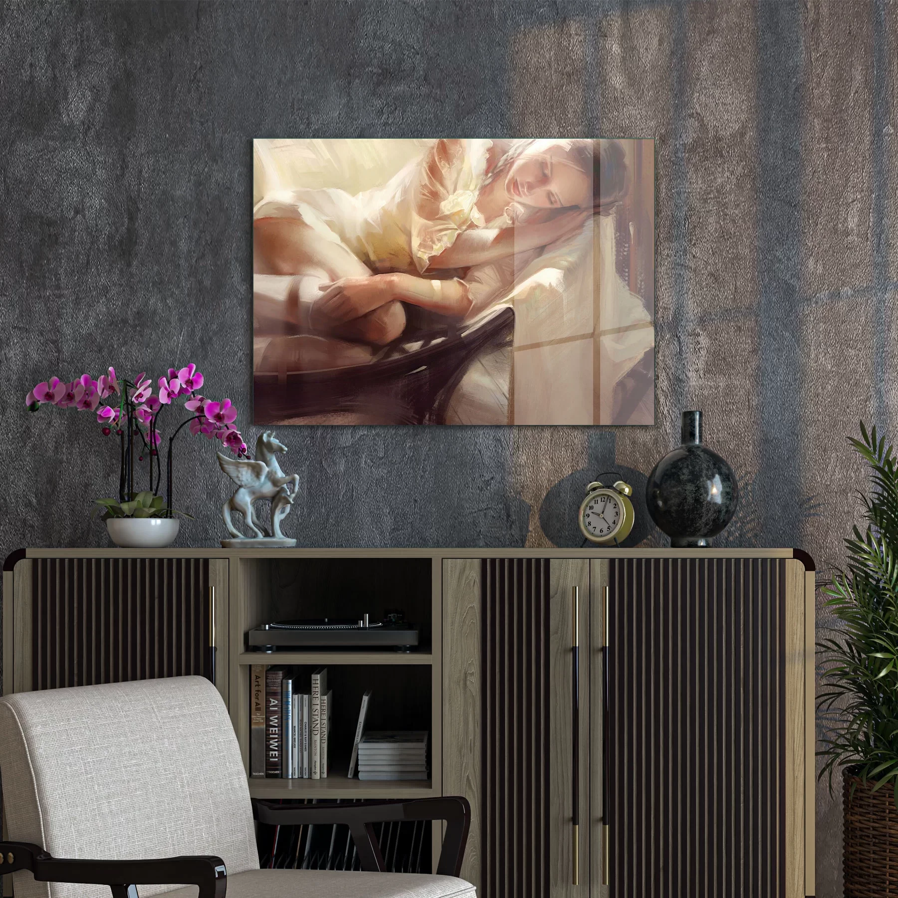 Decovetro Cam Tablo Yağlı Boya Kadın Porte 50x70 cm