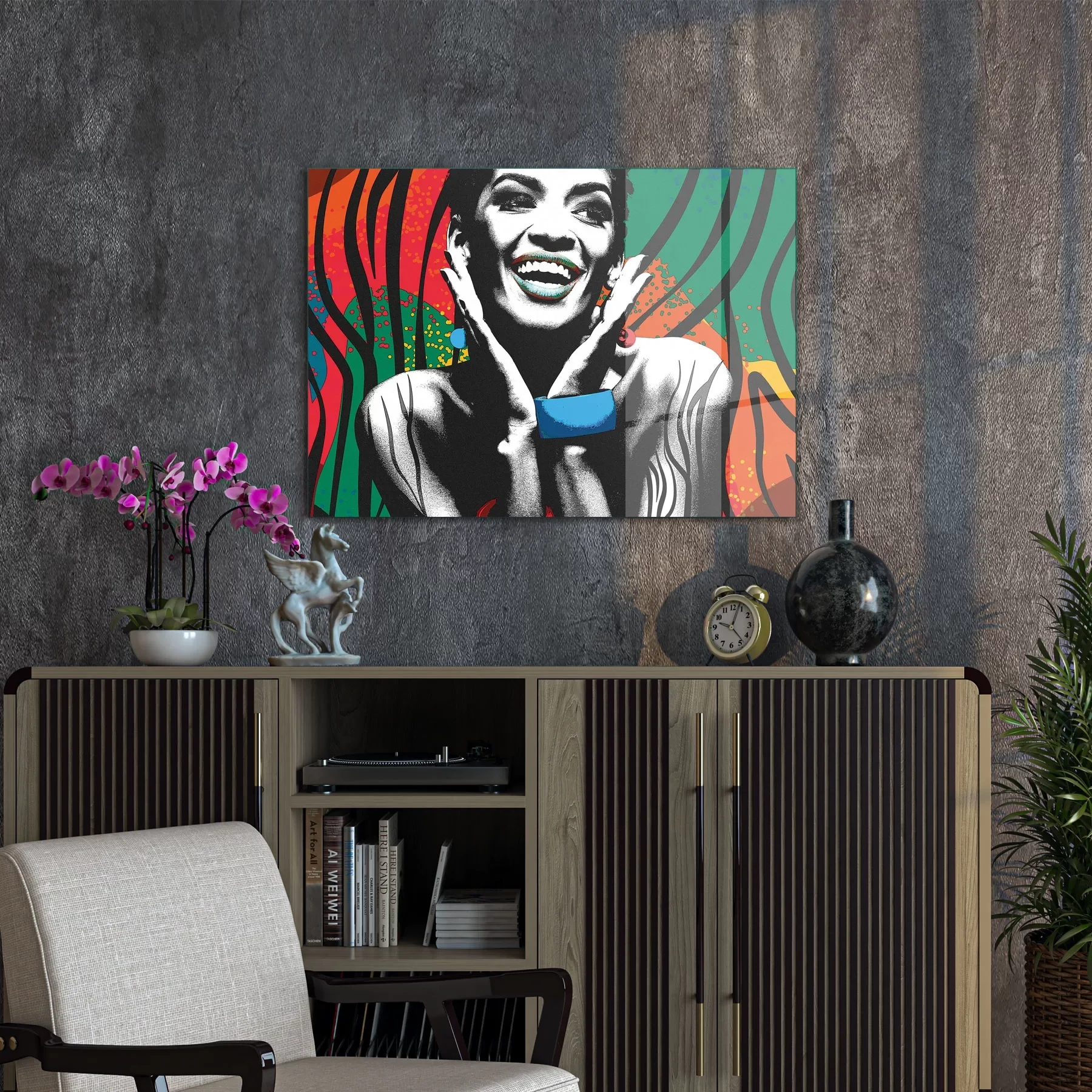 Decovetro Cam Tablo Yeni Pop Art Afrikalı Kadın 50x70 cm