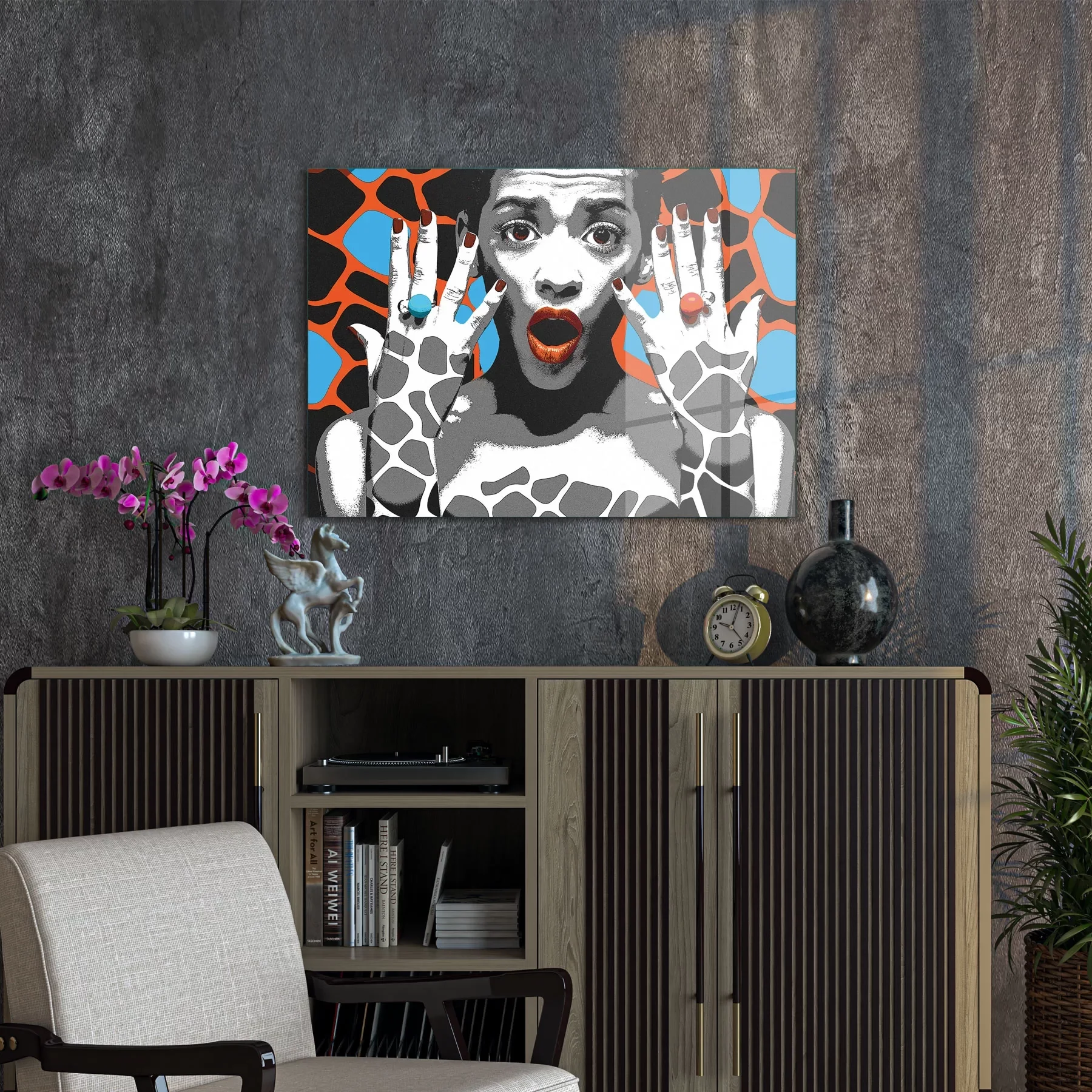 Decovetro Cam Tablo Yeni Pop Art Afrikalı Kadın Tarzı 50x70 cm