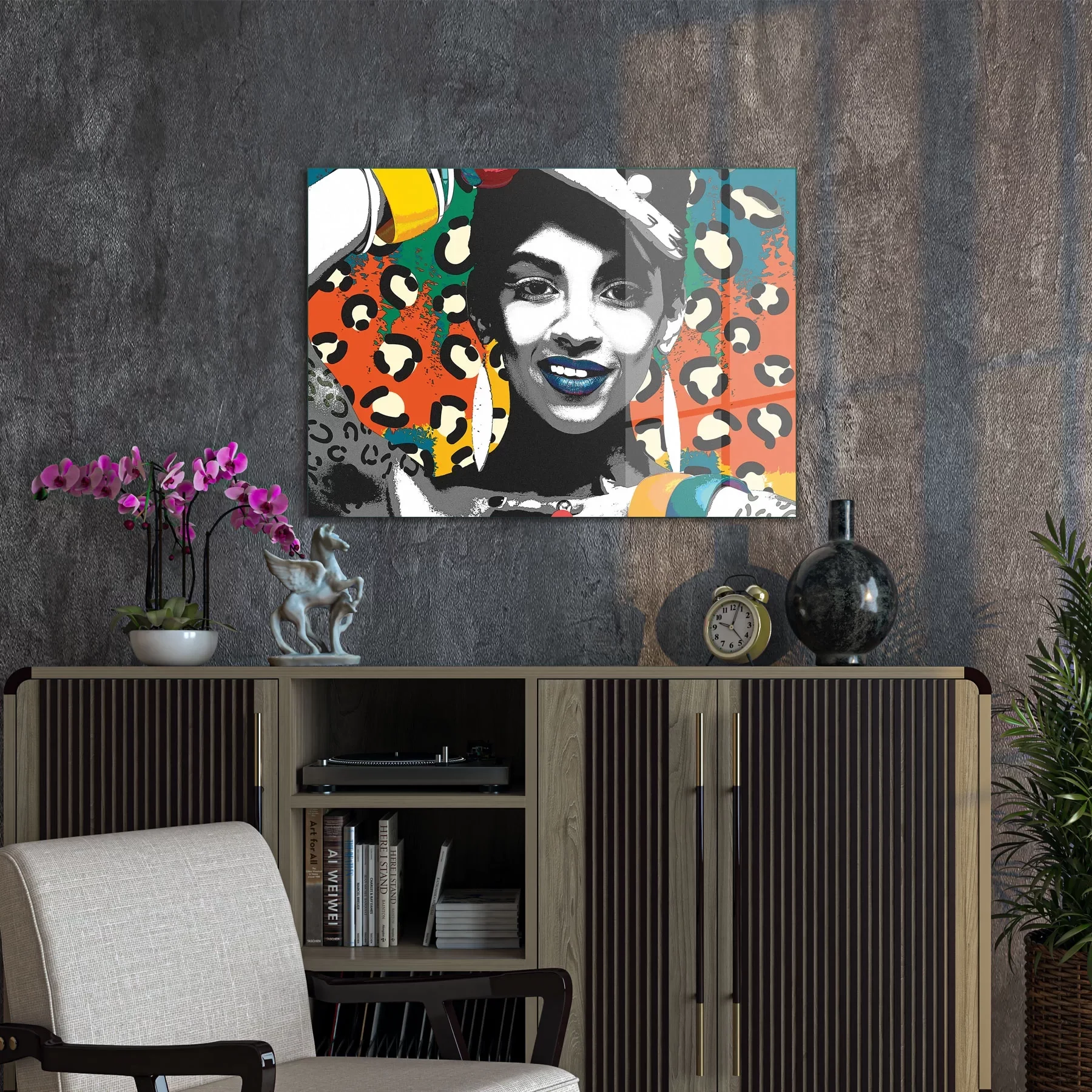 Decovetro Cam Tablo Yeni Pop Art Afrika Kadını Eğlenceli 50x70 cm