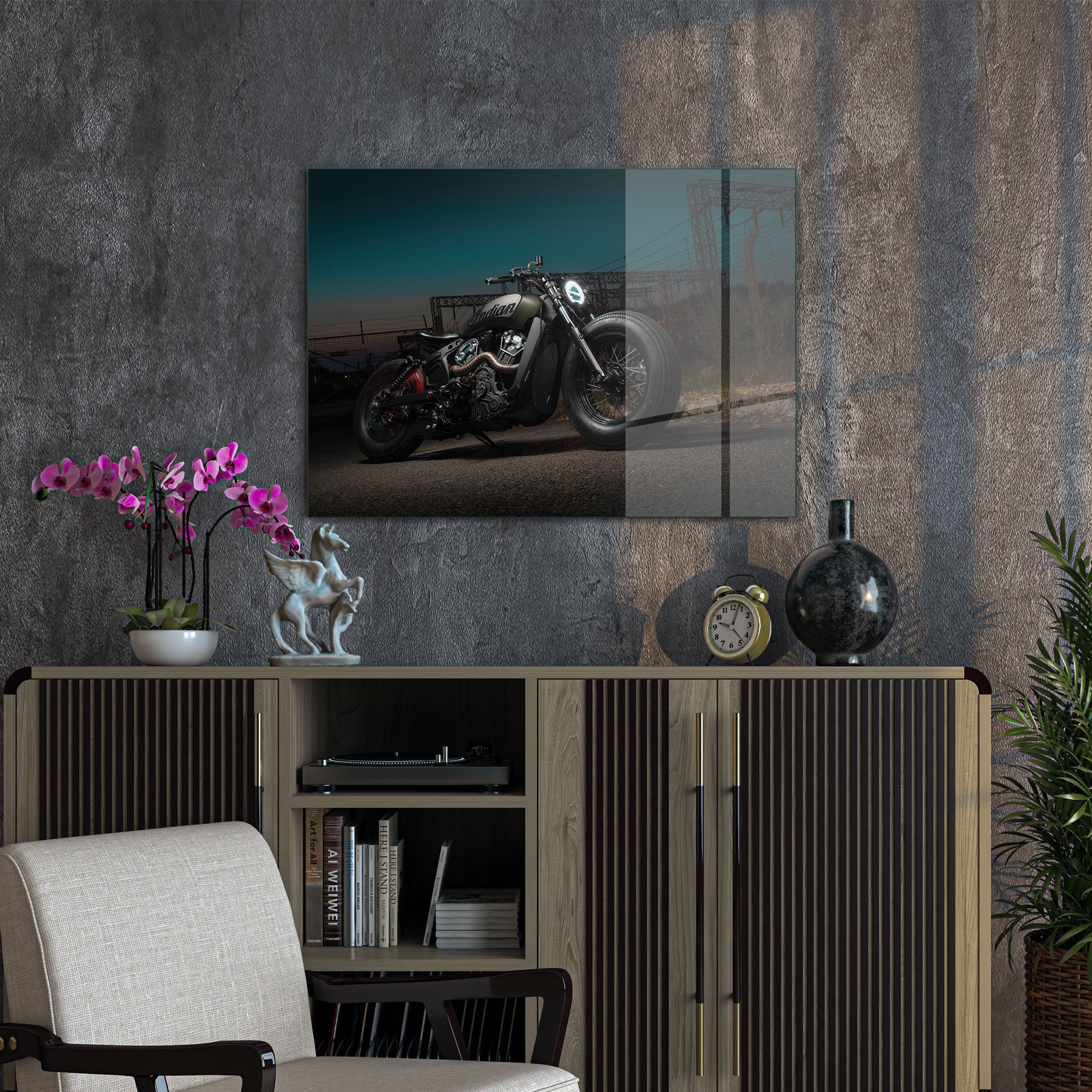 Decovetro Cam Tablo İndian Motorcycle 50x70 cm