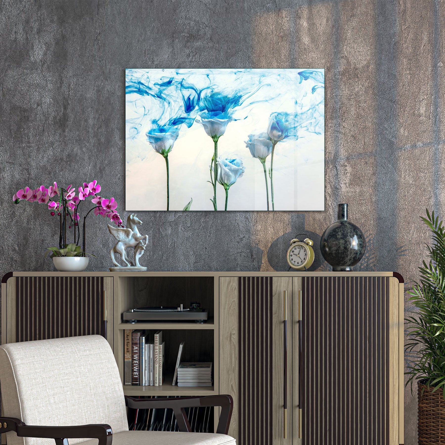 Decovetro Cam Tablo Beyaz Güller 50x70 cm