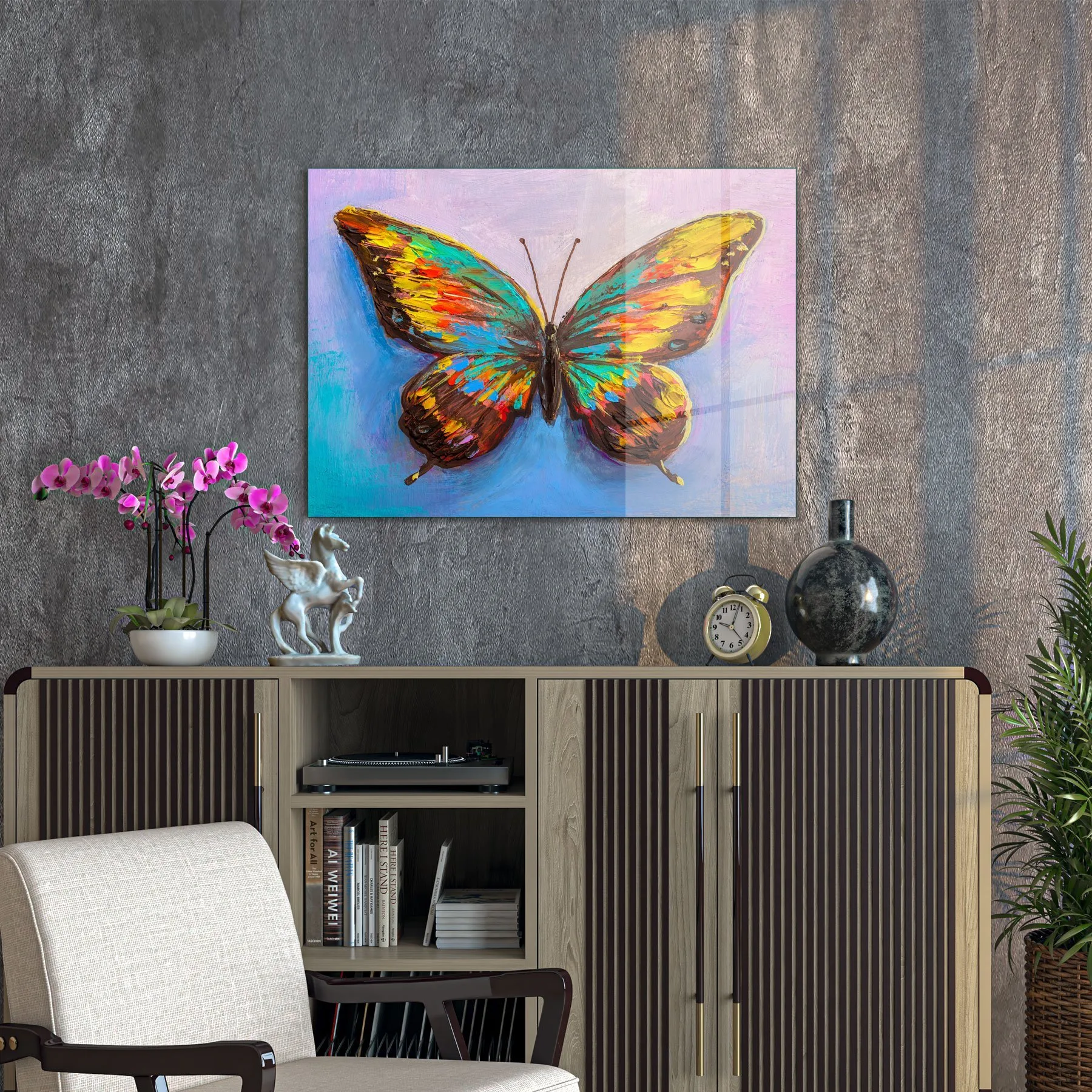 Decovetro Cam Tablo Renkli Kelebek 50x70 cm
