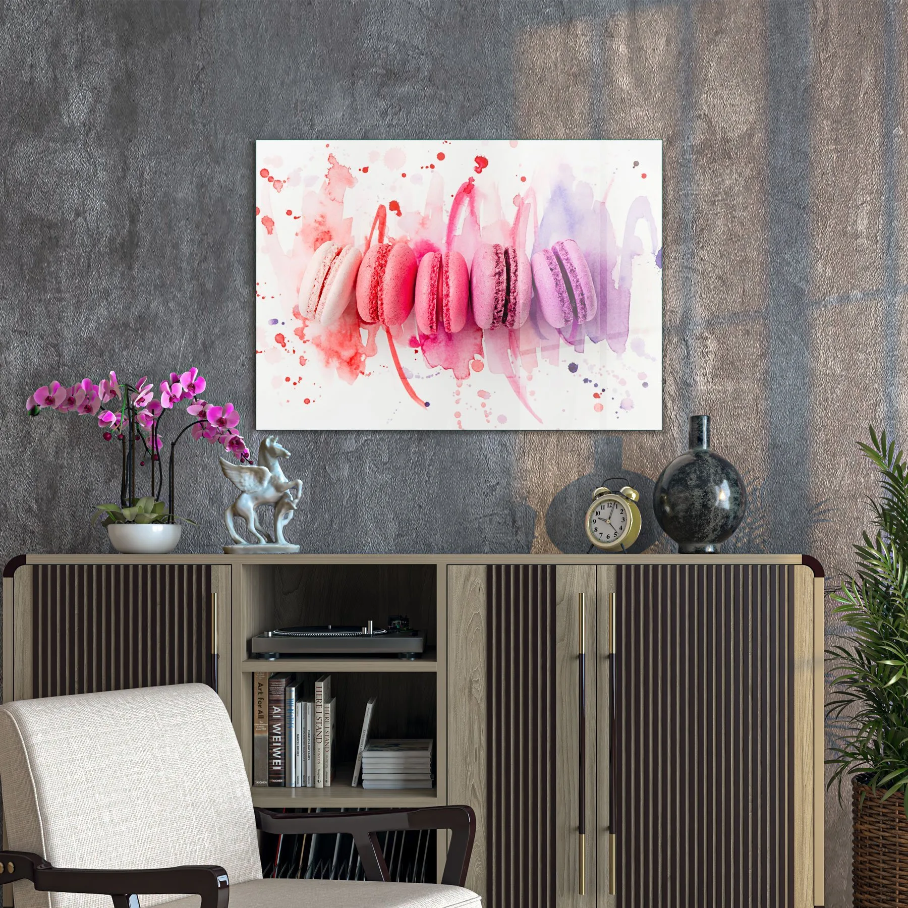 Decovetro Cam Tablo Pembe Makaron 50x70 cm